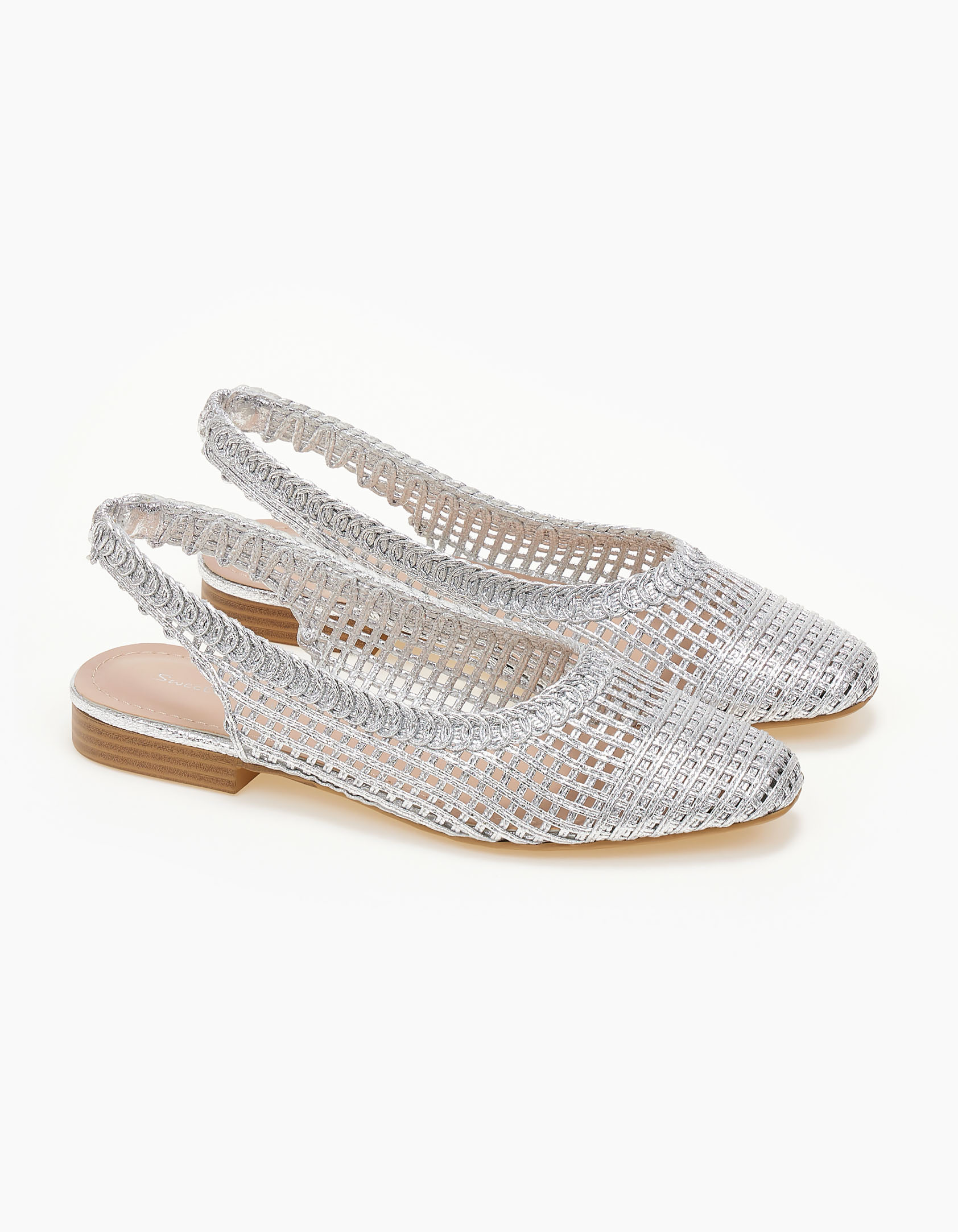 Εξώφτερνες γόβες με πλεκτό σχέδιο - Ασημί