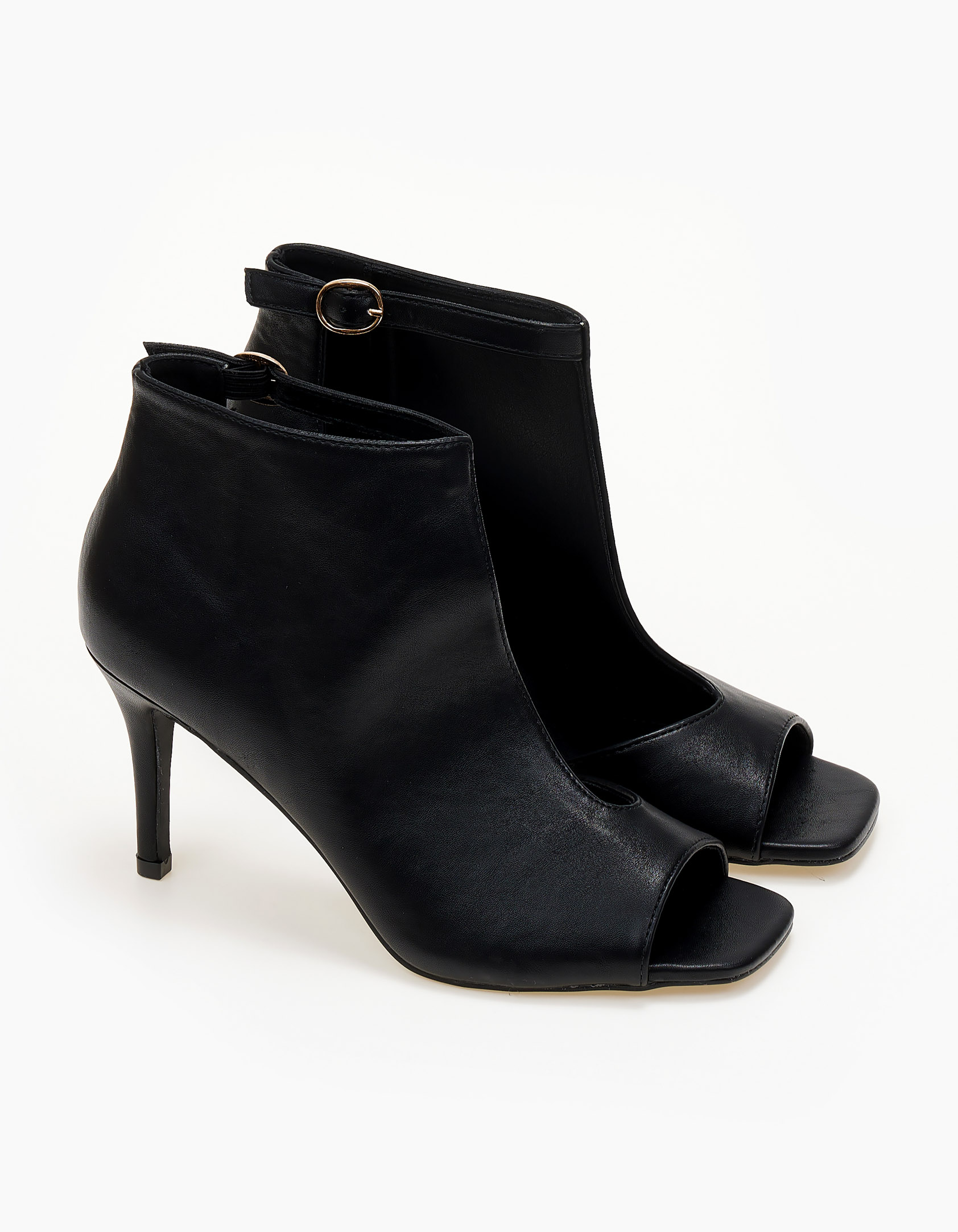 Issue Πέδιλα σε στυλ μποτάκι με λεπτό τακούνι - Μαύρο