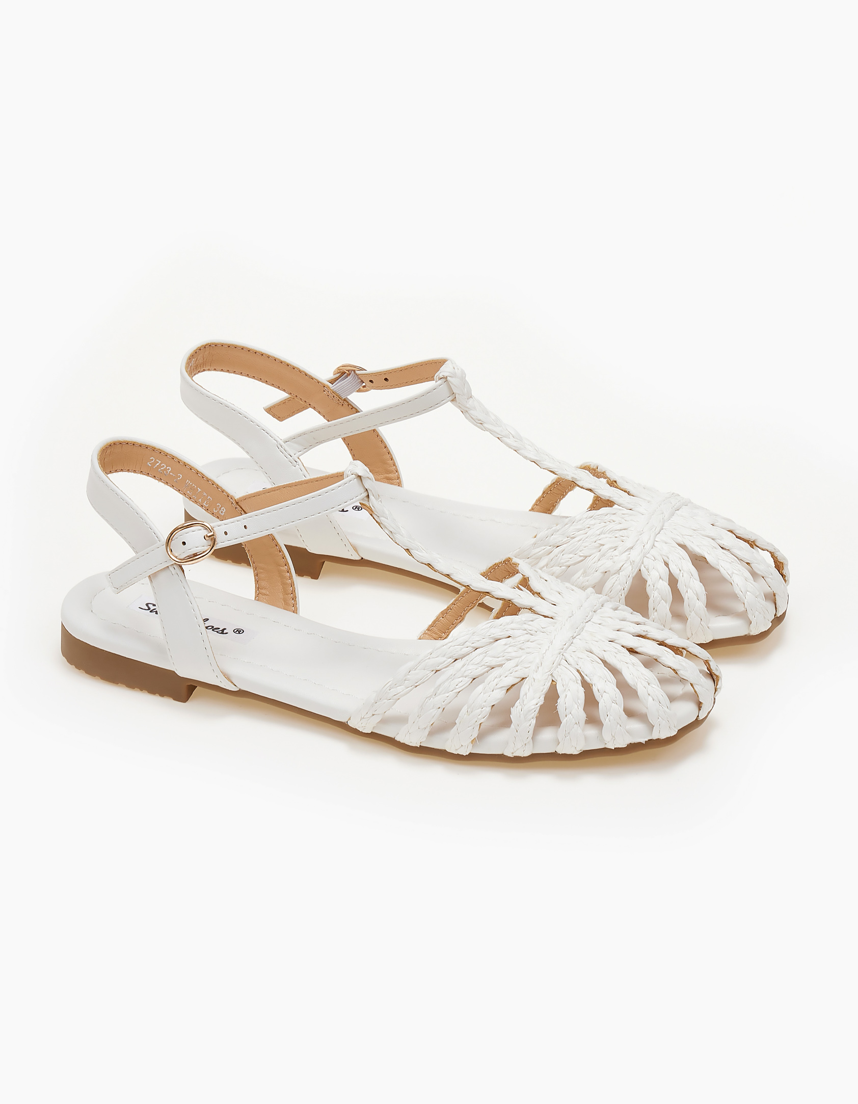Σανδάλια με ψάθα - Λευκό