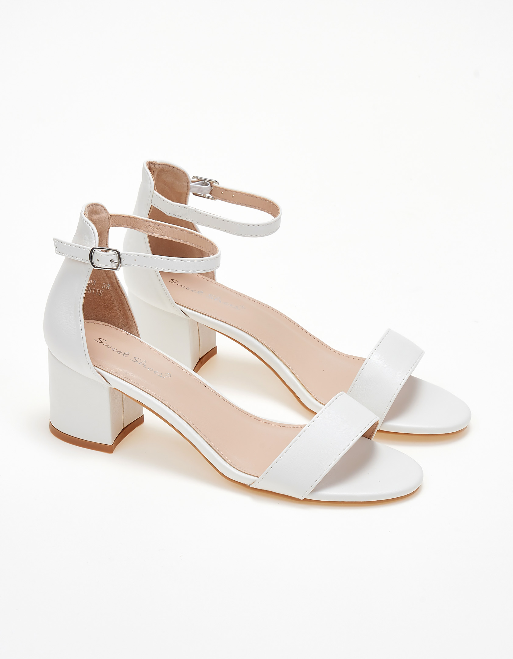 Χαμηλά all day πέδιλα με κλειστή φτέρνα και χοντρό τακούνι - Λευκό