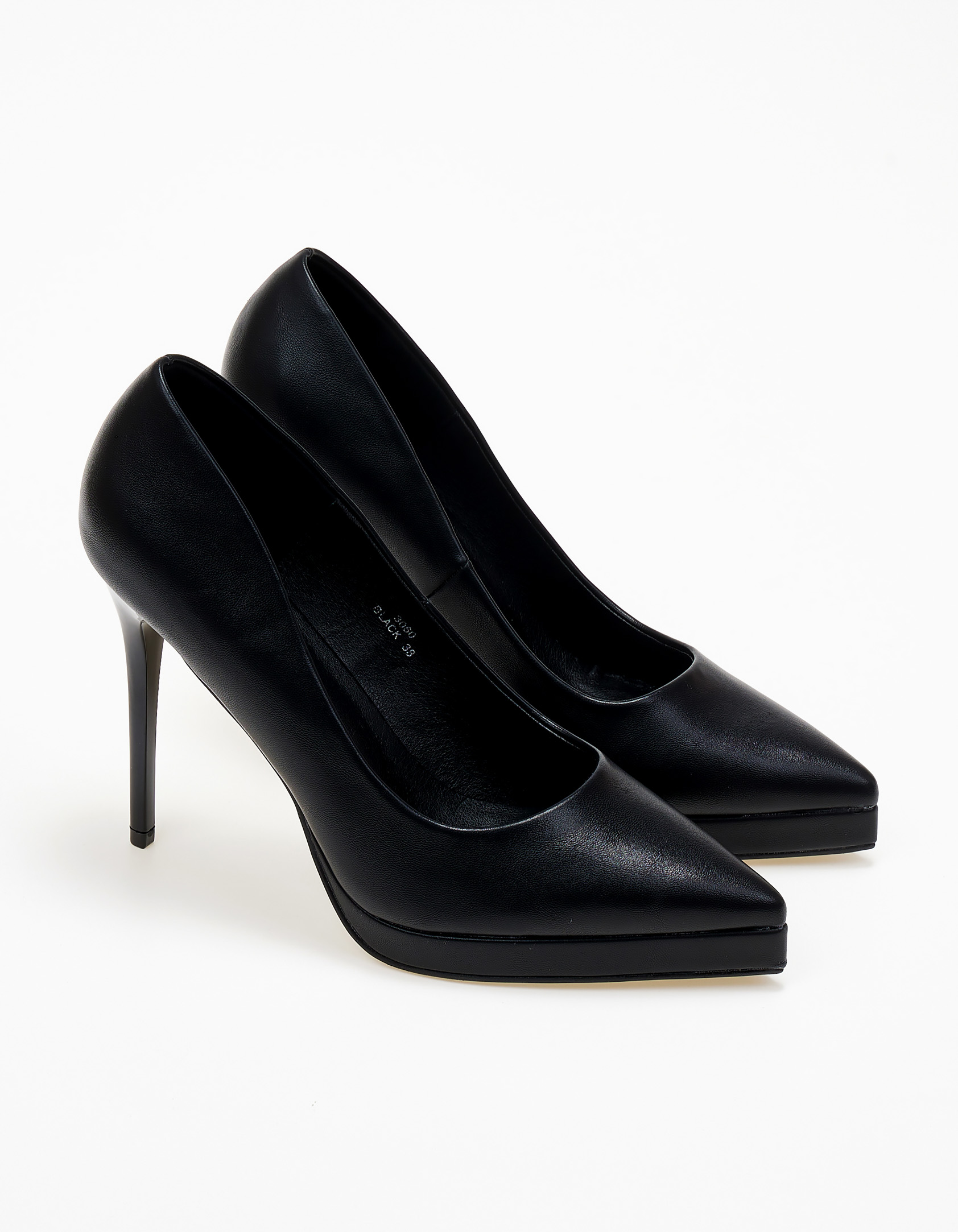 Μυτερές γόβες στιλέτο με λεπτή φιάπα - Μαύρο