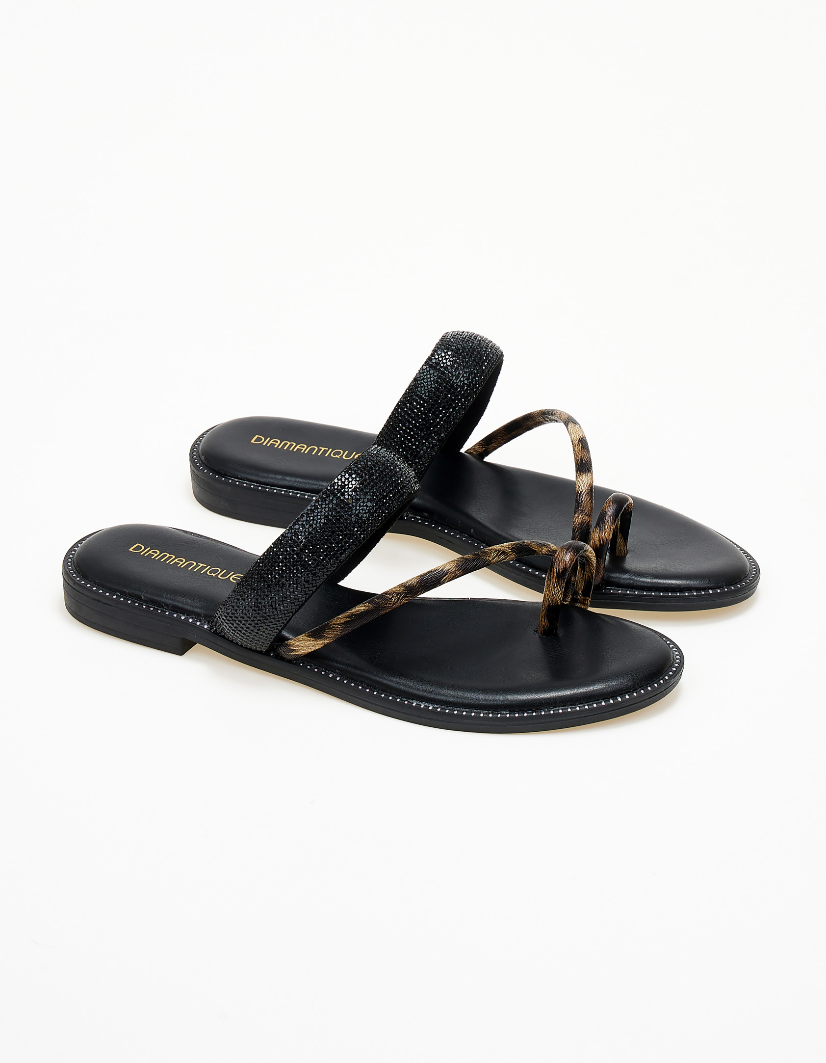 Issue Σανδάλια φλατ με toe-ring και glitter - Λεοπάρ