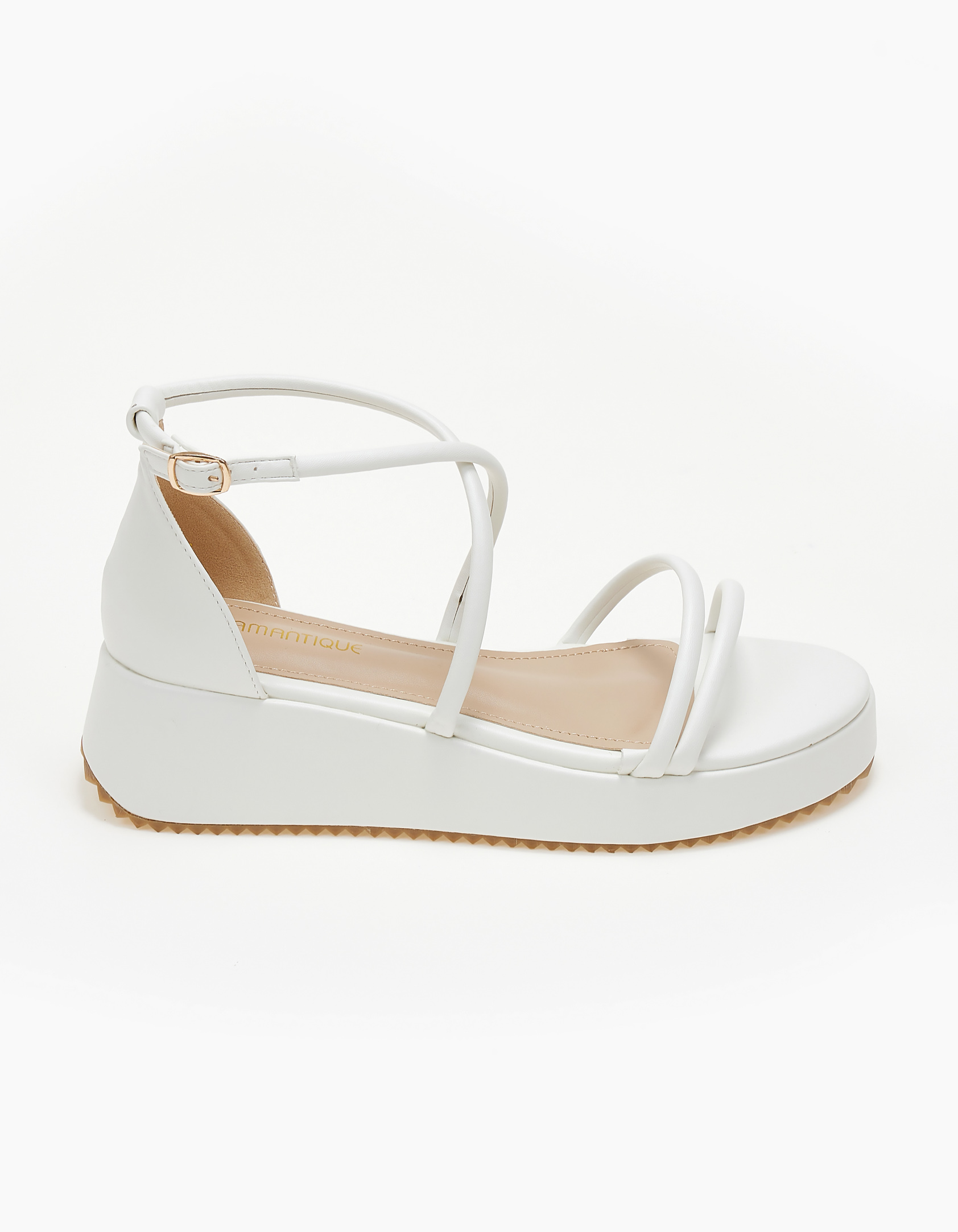 Σανδάλια flatform με φτέρνα - Λευκό φωτογραφία