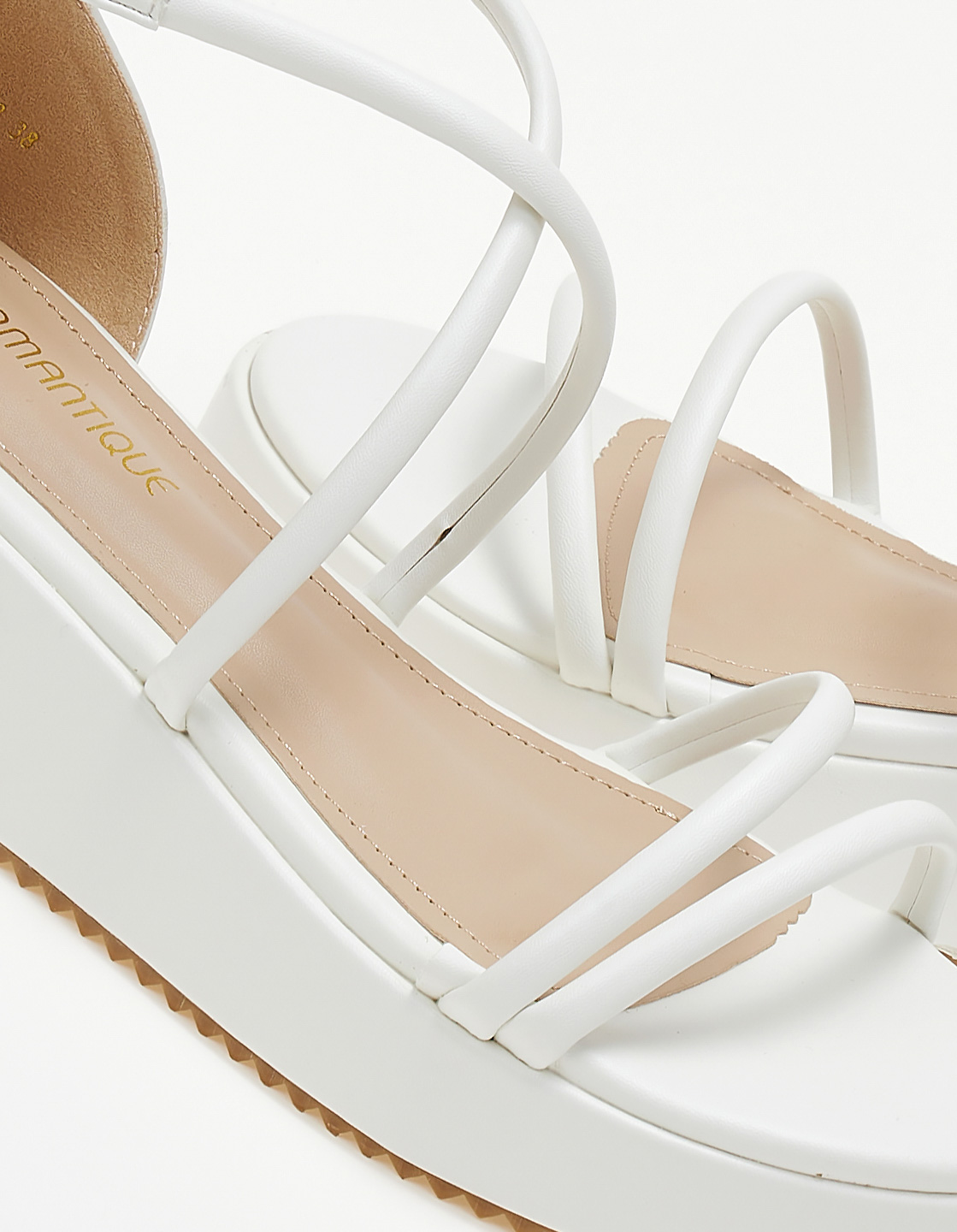 Σανδάλια flatform με φτέρνα - Λευκό φωτογραφία