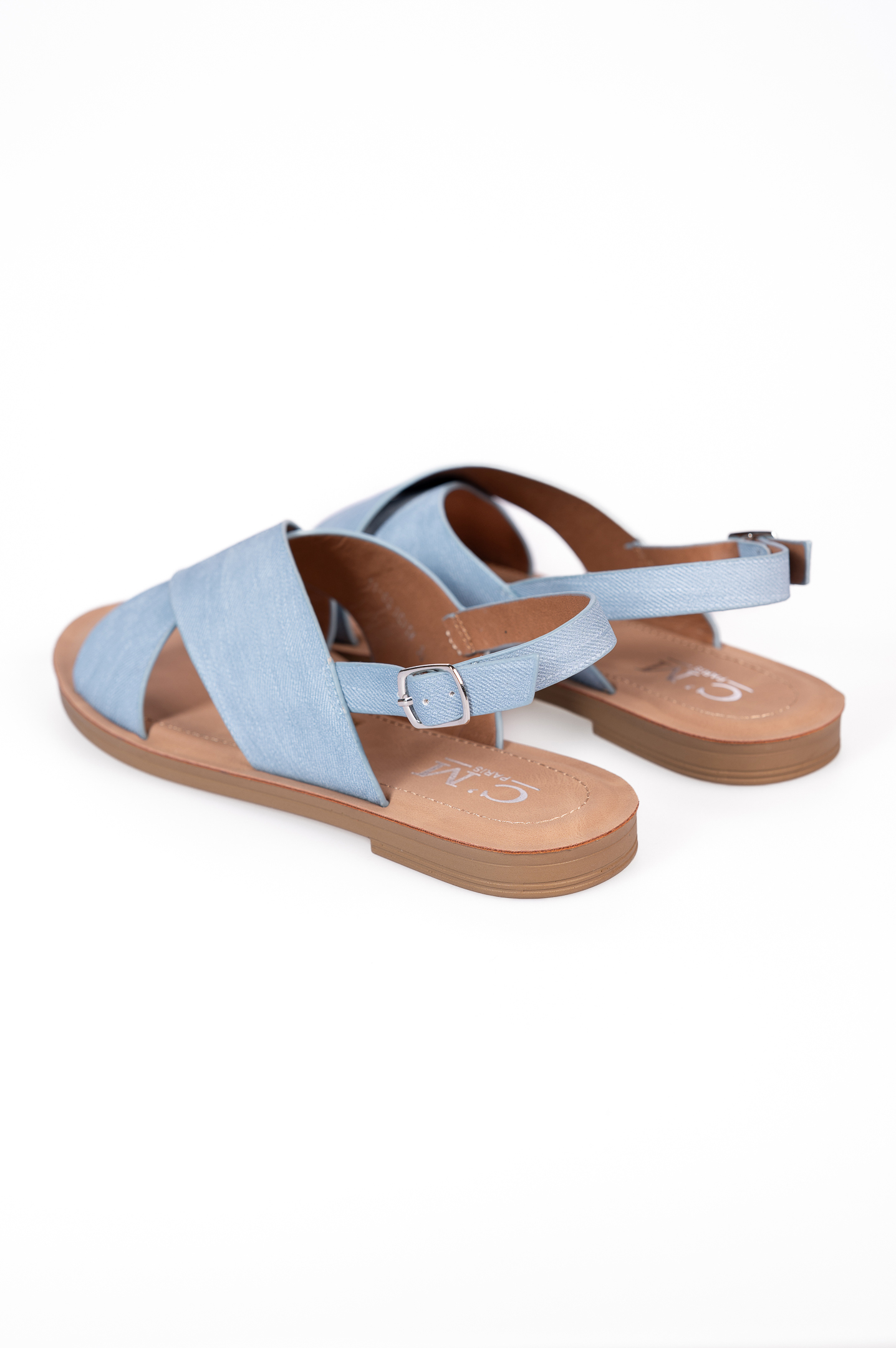 Φλατ σανδάλια με χιαστί φάσες - Μπλε φωτογραφία
