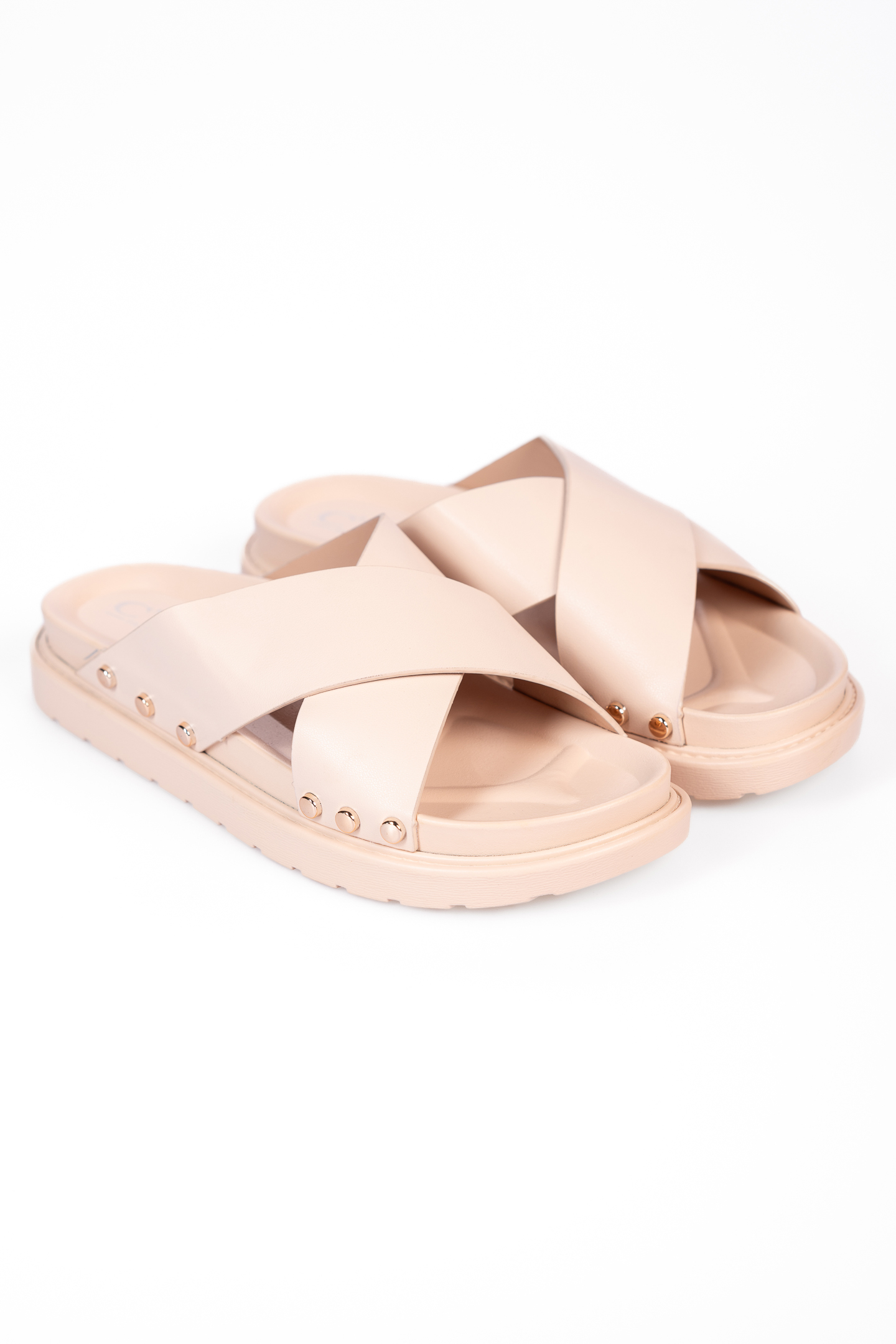 Σανδάλια flatform με φάσες χιαστί - Nude