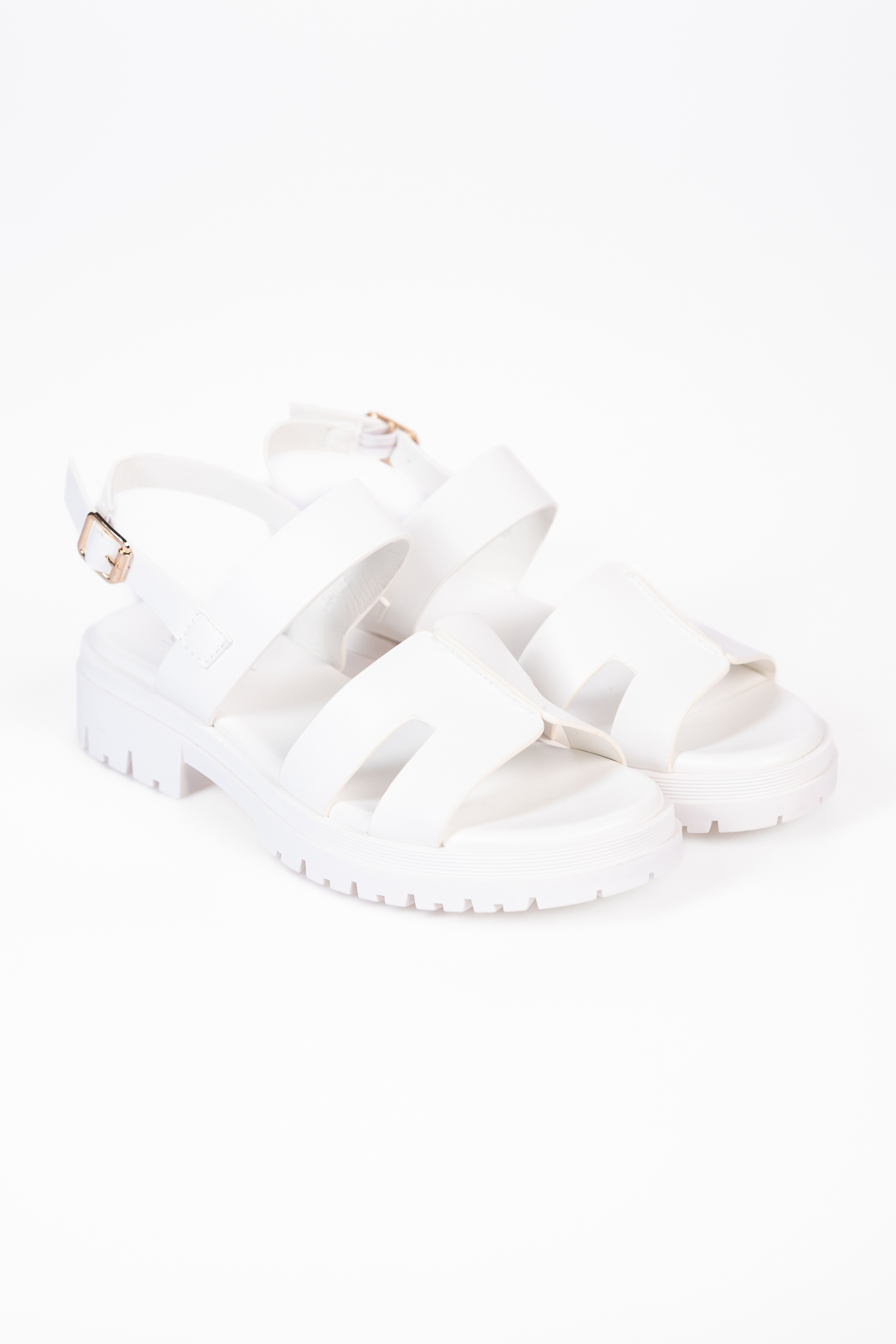 Σανδάλια με τρακτερωτή σόλα - Λευκό