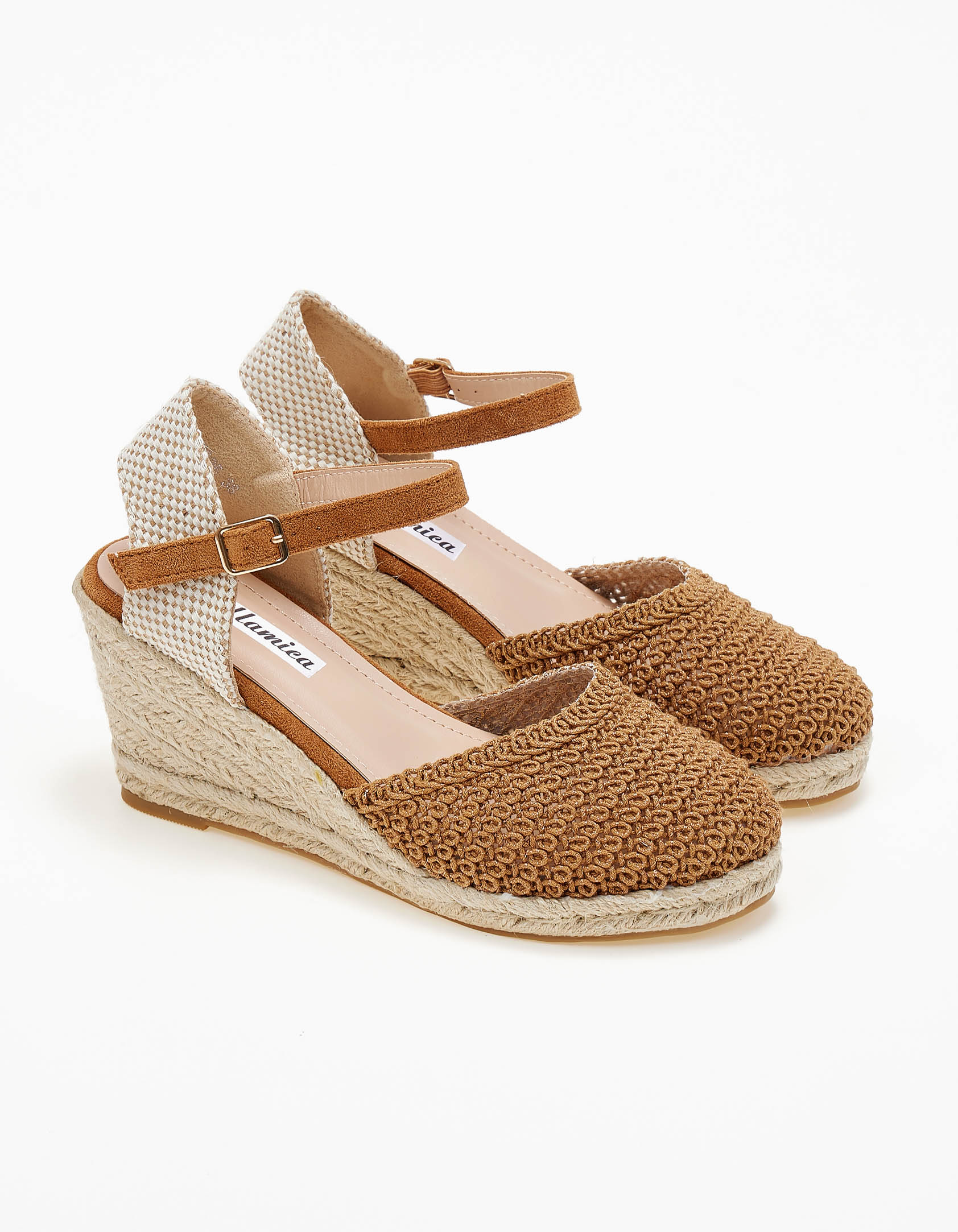 Εσπαντρίγιες πλατφόρμες με πλεκτό σχέδιο - Κάμελ