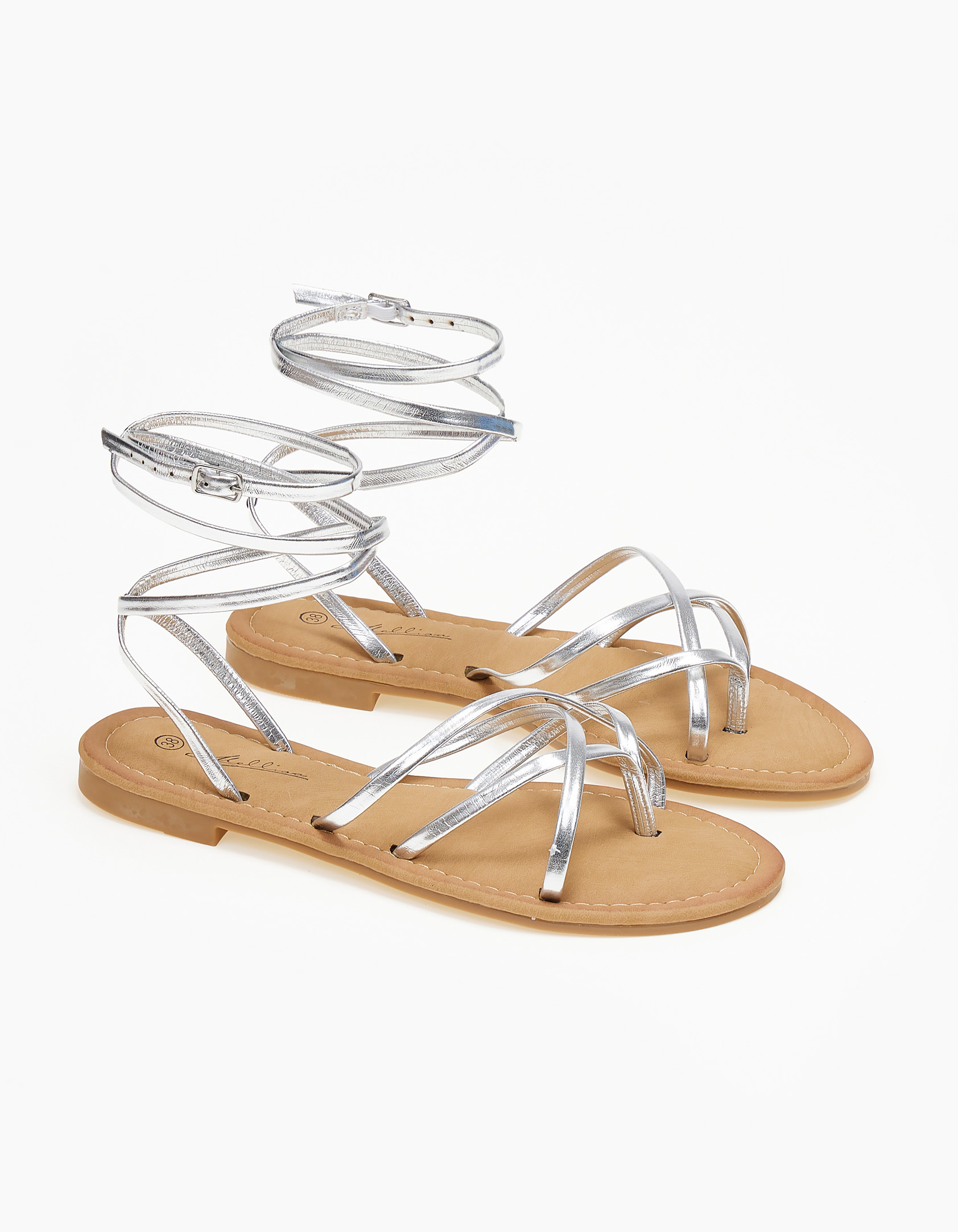 Issue Flat σανδάλια με λεπτά λουράκια - Ασημί