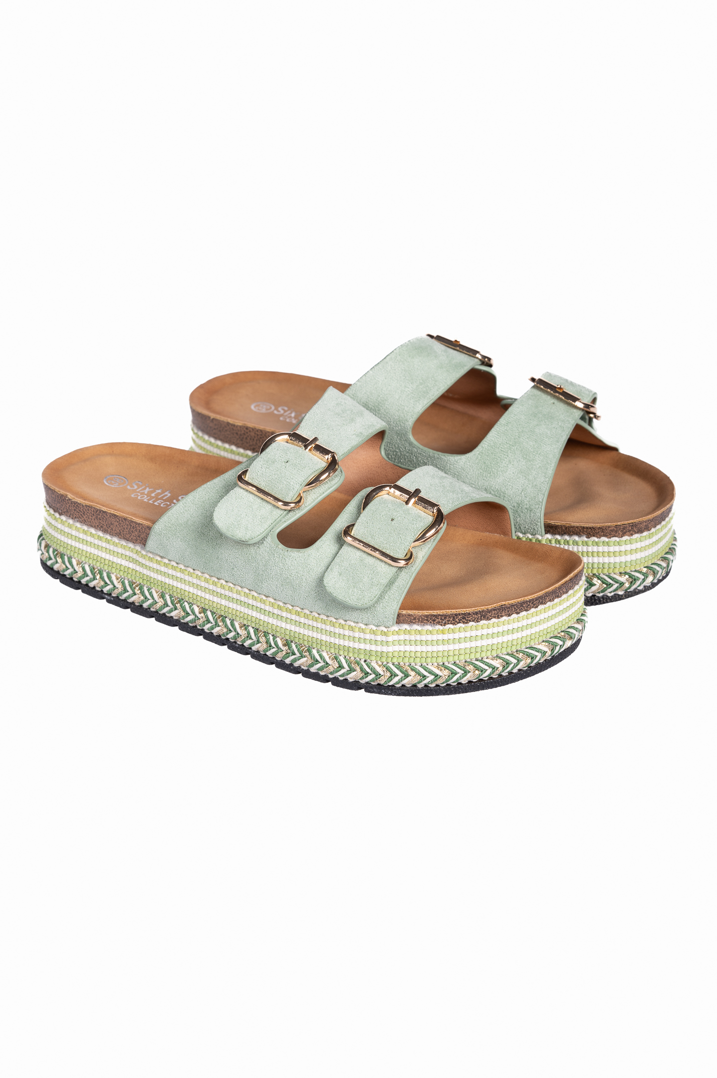 Παπούτσια > Σανδάλια Δίπατα σανδάλια flatform με suede υφή - Πράσινο