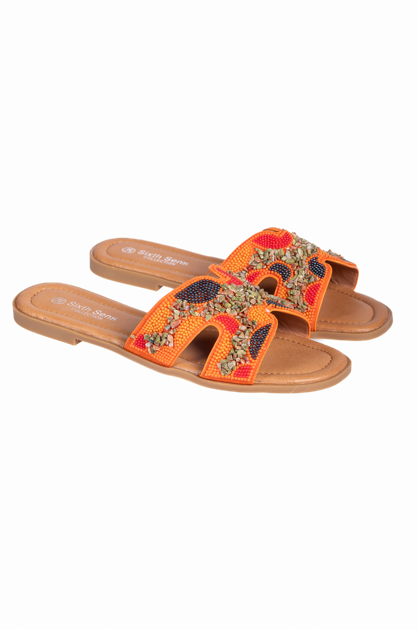 Issue Flat σανδάλια με boho σχέδιο - Πορτοκαλί