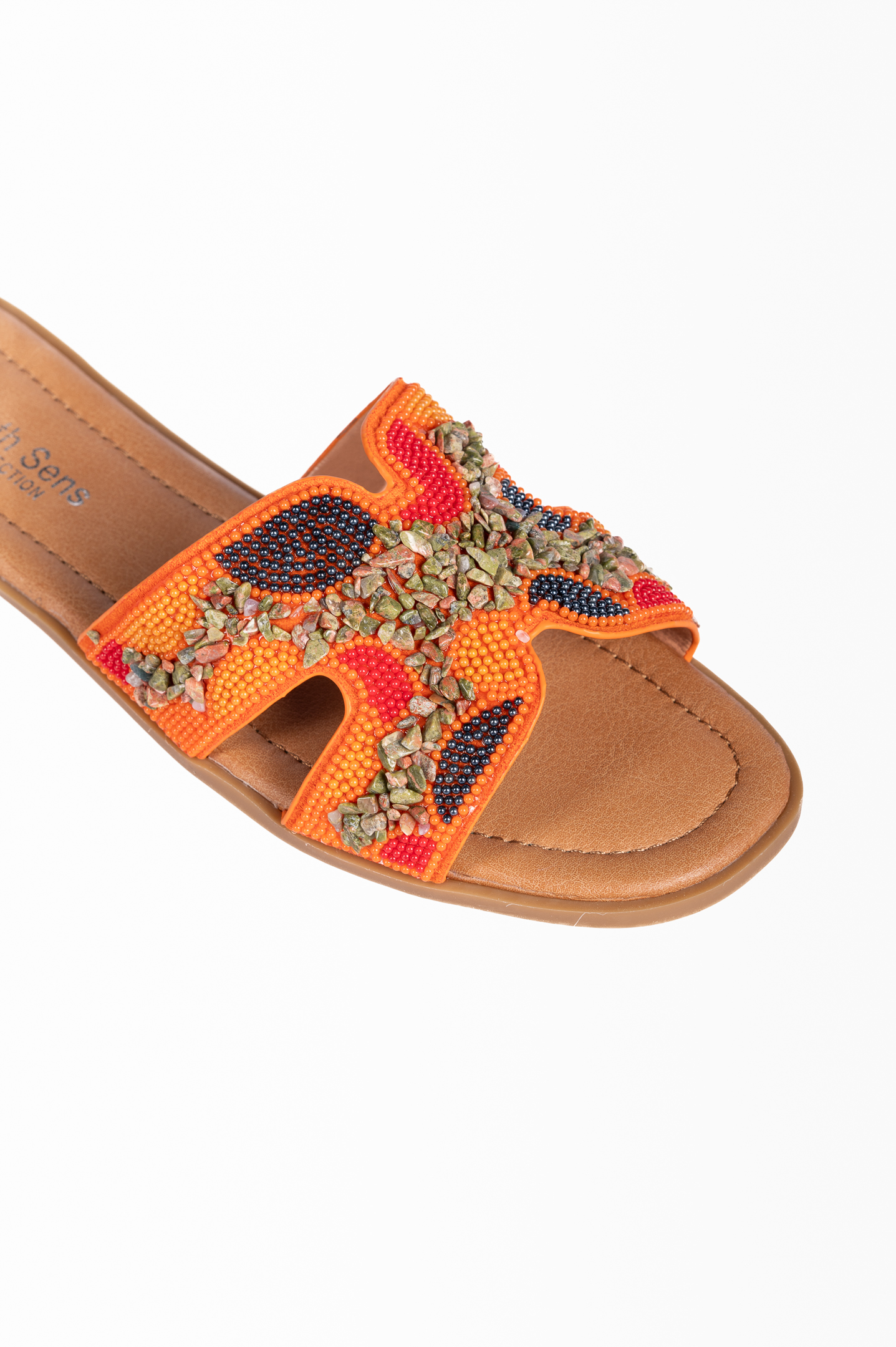 Flat σανδάλια με boho σχέδιο - Πορτοκαλί φωτογραφία