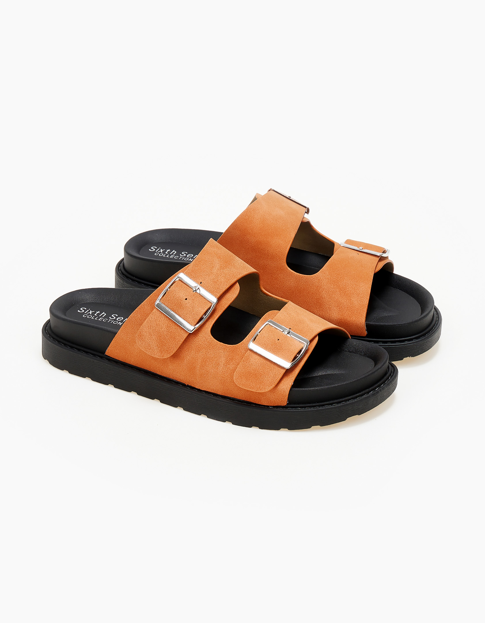 Σανδάλια flatform με suede υφή - Πορτοκαλί