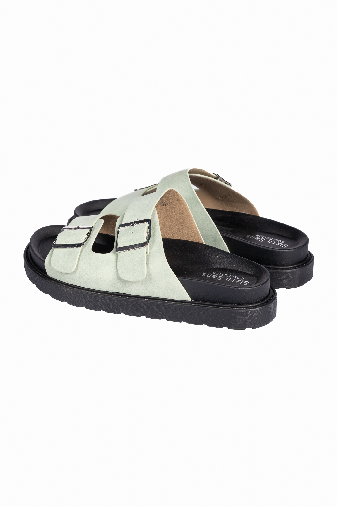 Σανδάλια flatform με suede υφή - Πράσινο φωτογραφία