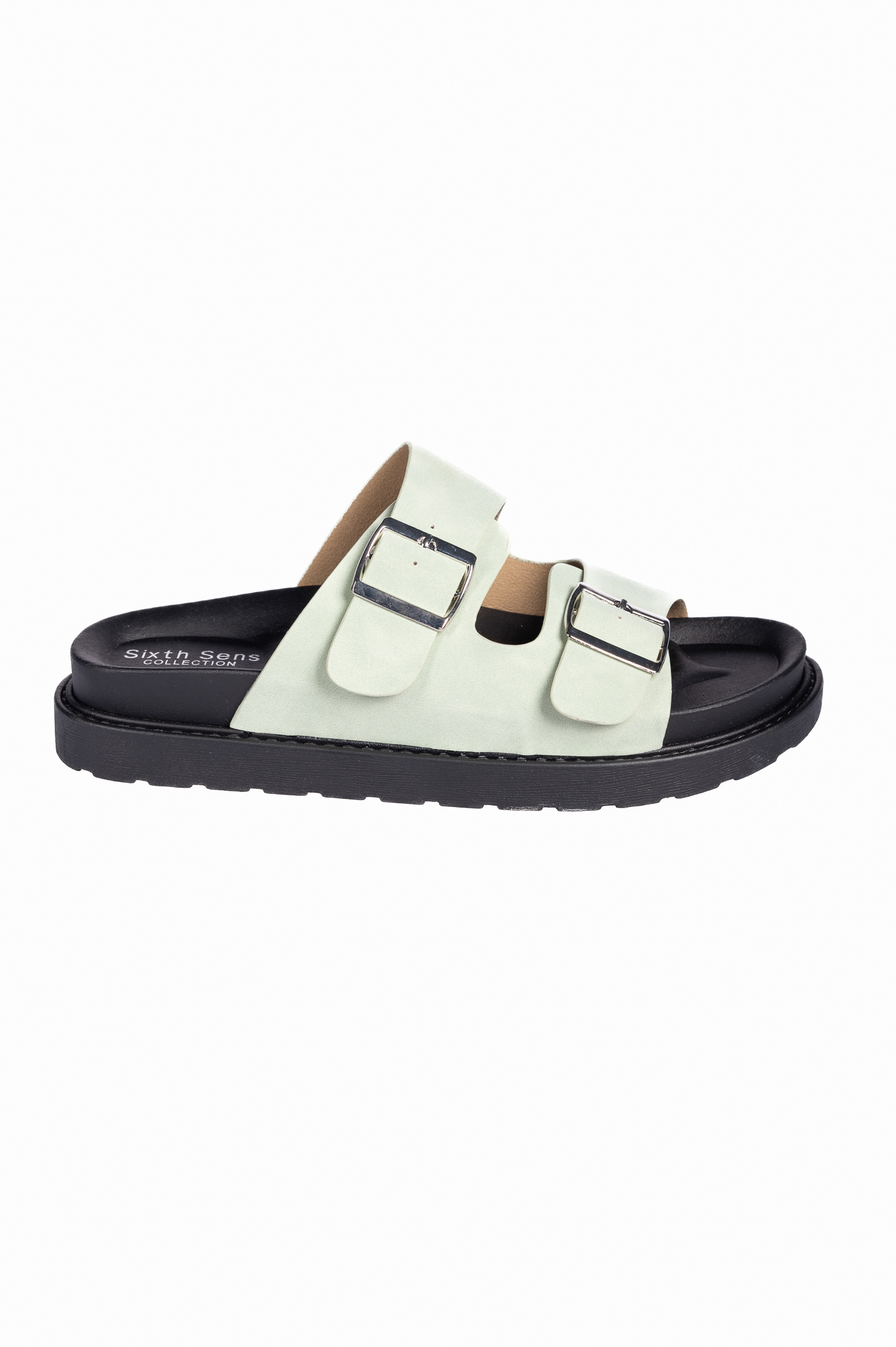 Σανδάλια flatform με suede υφή - Πράσινο φωτογραφία