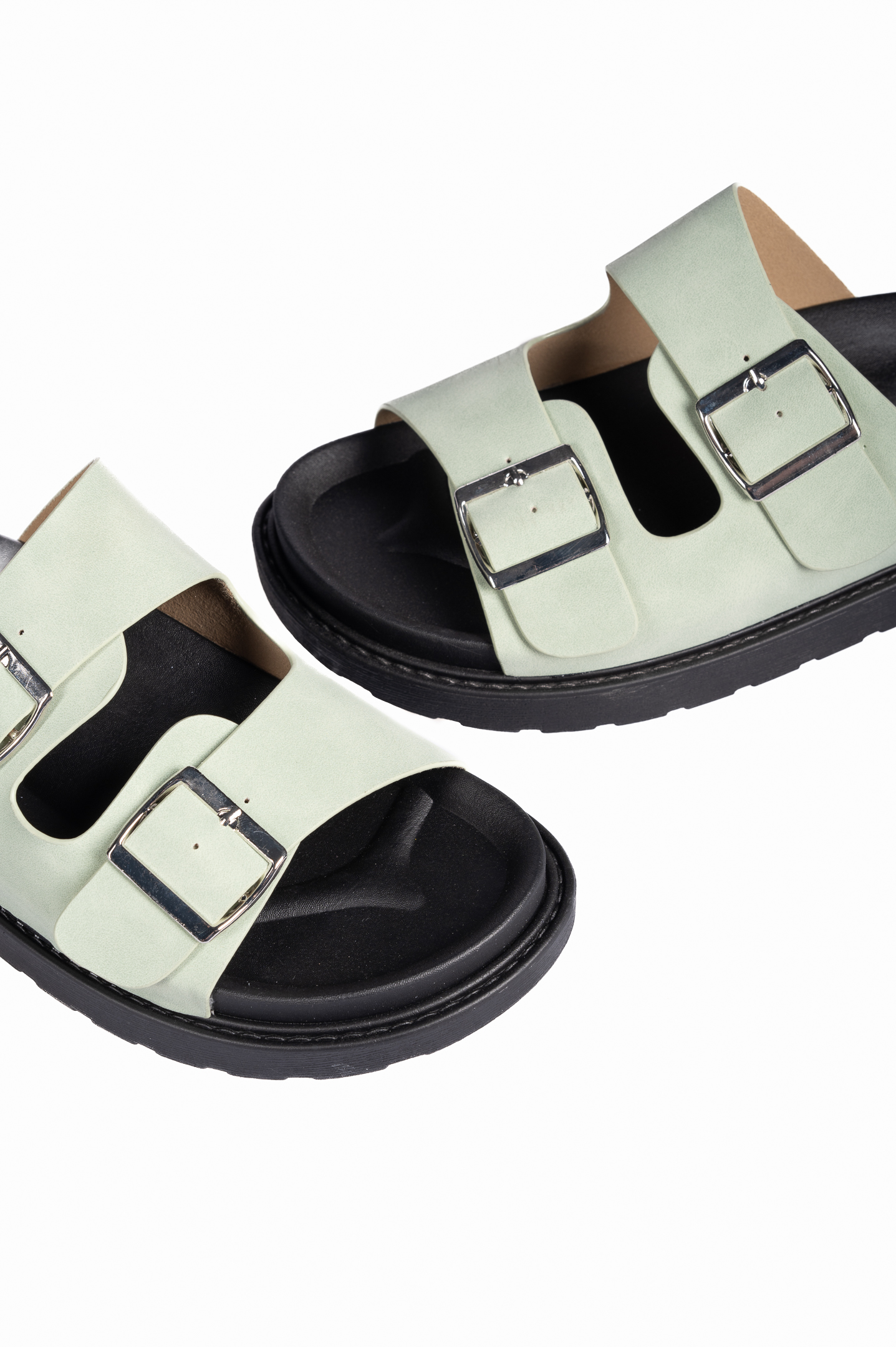 Σανδάλια flatform με suede υφή - Πράσινο φωτογραφία