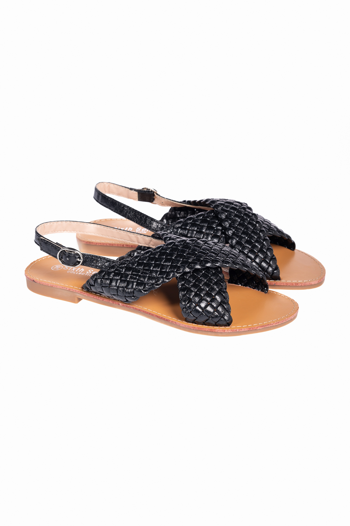 Παπούτσια > Σανδάλια Flat σανδάλια με πλεκτό σχέδιο - Μαύρο
