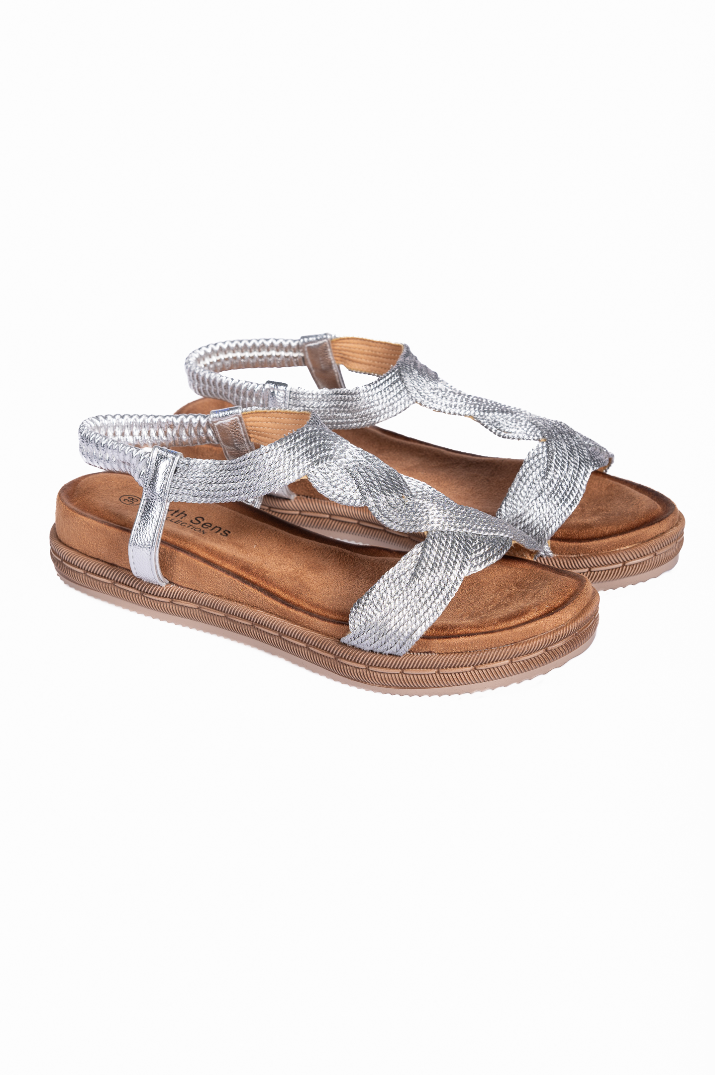 Παπούτσια > Σανδάλια Σανδάλια flatform με πλεκτό σχέδιο - Ασημί