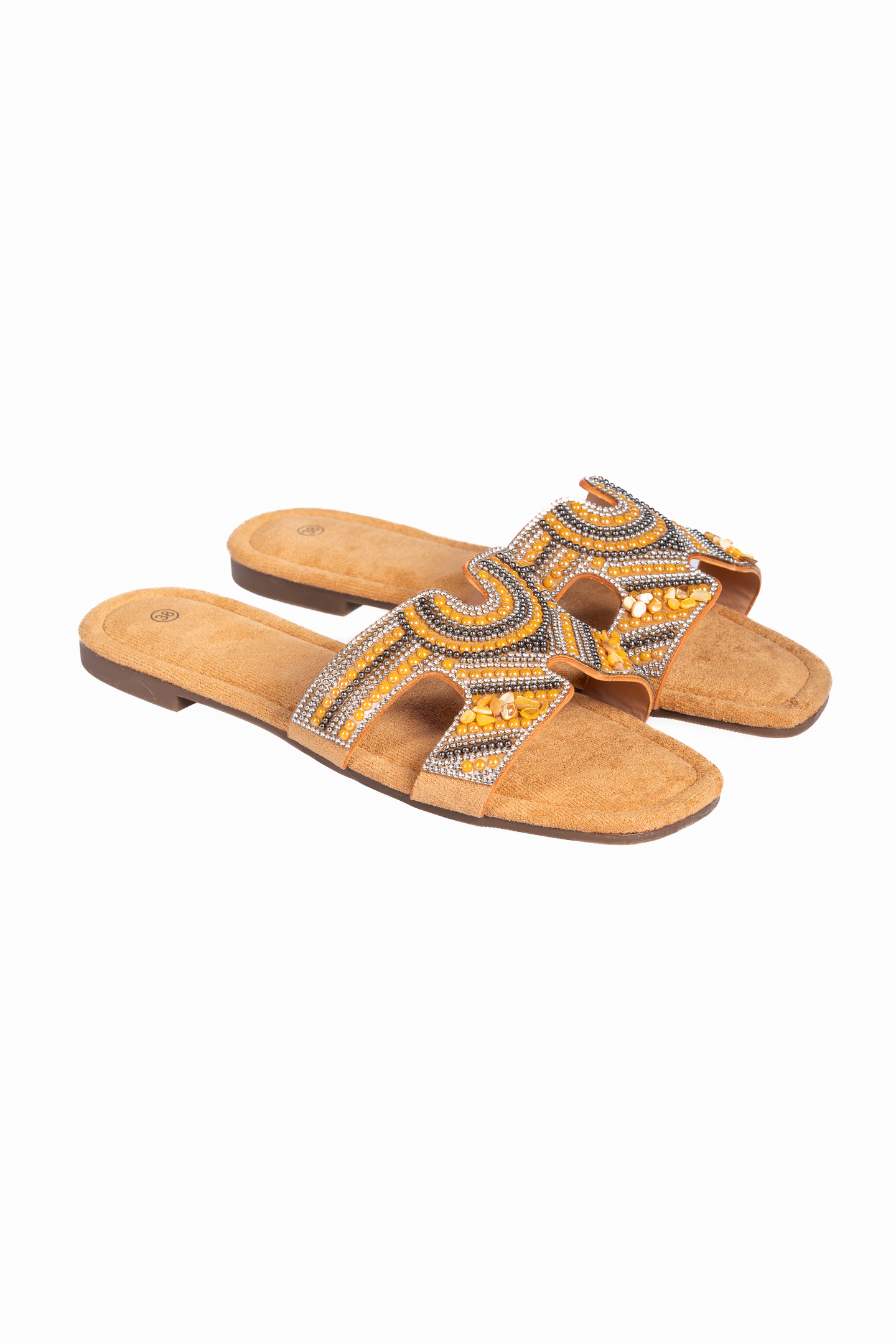Παπούτσια > Σανδάλια Flat boho σανδάλια με χάντρες - Κάμελ