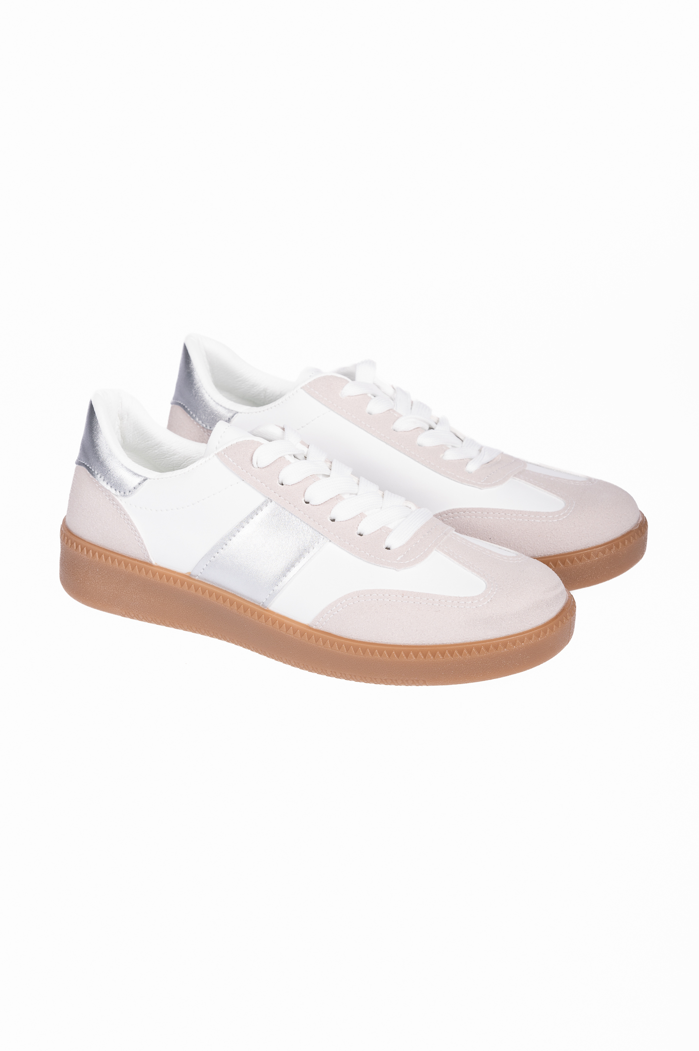 Issue Γυναικεία sneakers με συνδυασμό υλικών - Ασημί