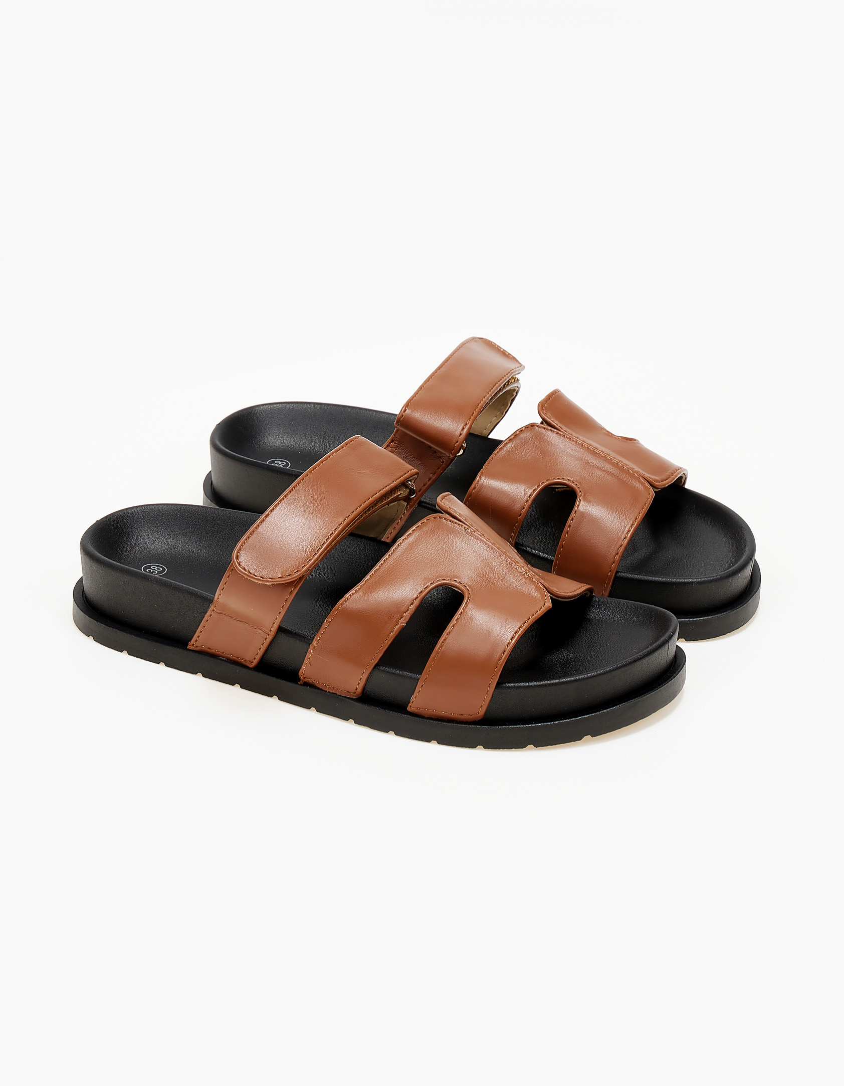 Σανδάλια flatform εξώφτερνα - Κάμελ