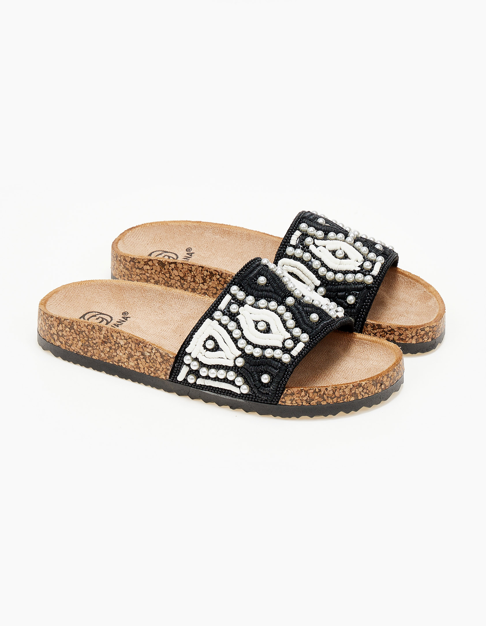Σανδάλια flatform με boho σχέδιο - Μαύρο