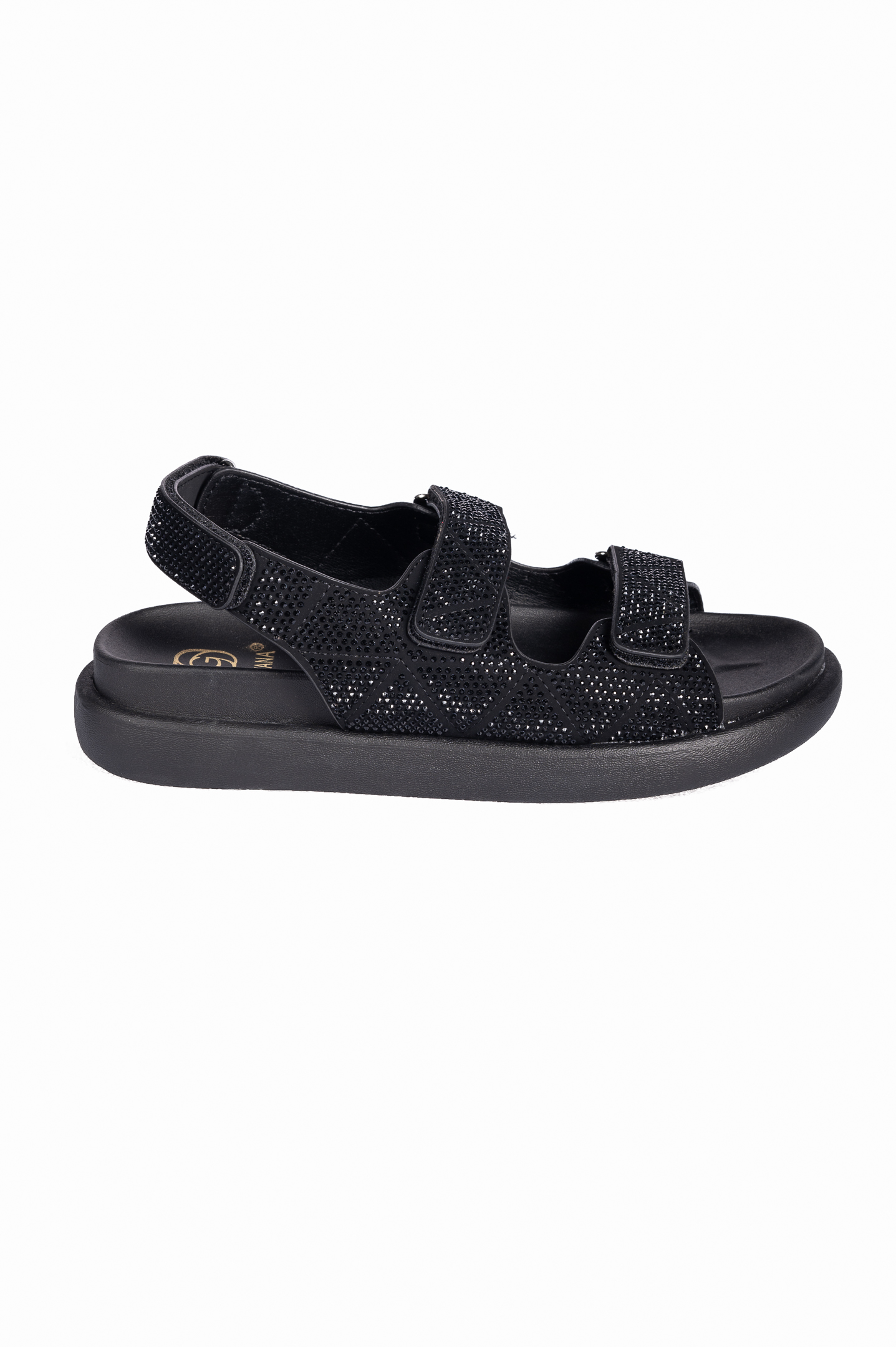 Σανδάλια flatform με στρας - Μαύρο φωτογραφία