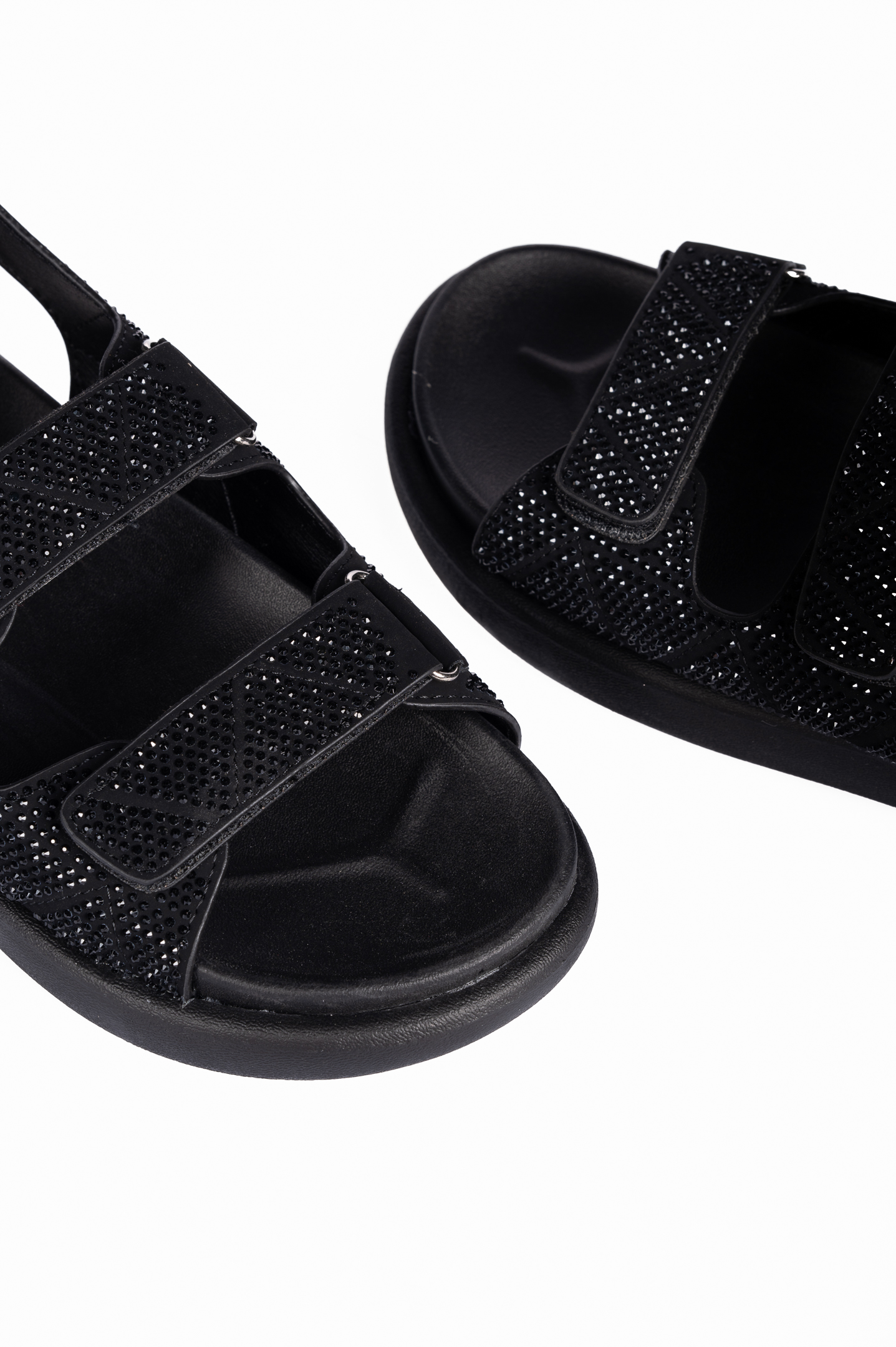 Σανδάλια flatform με στρας - Μαύρο φωτογραφία