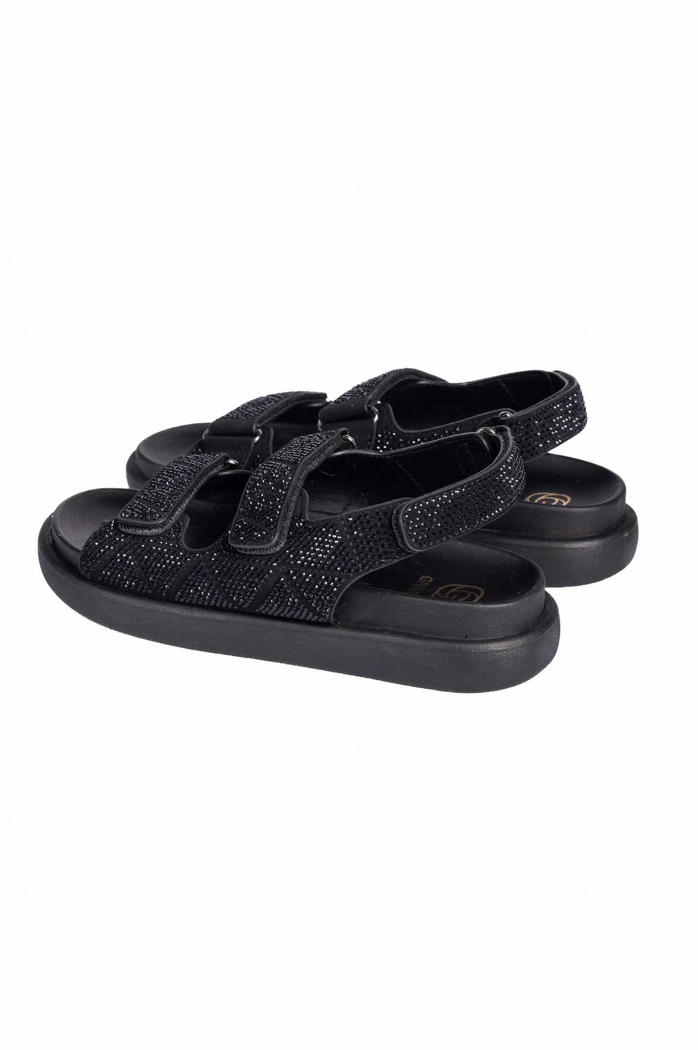 Σανδάλια flatform με στρας - Μαύρο φωτογραφία