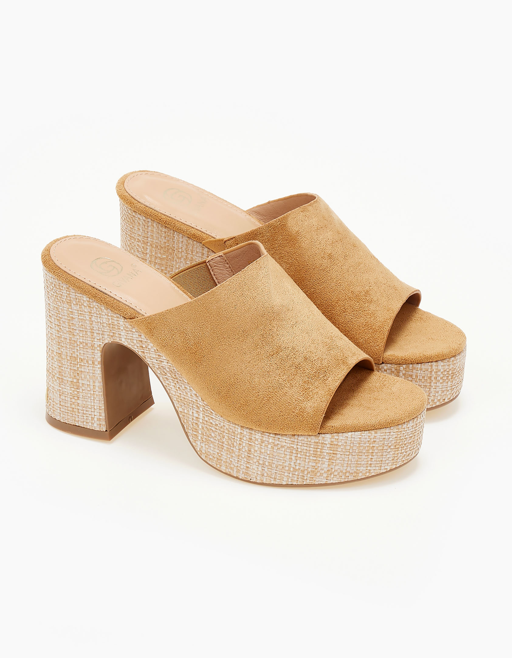 Ψηλά τσόκαρα με suede υφή και όψη σχοινιού στη σόλα - Μαύρο