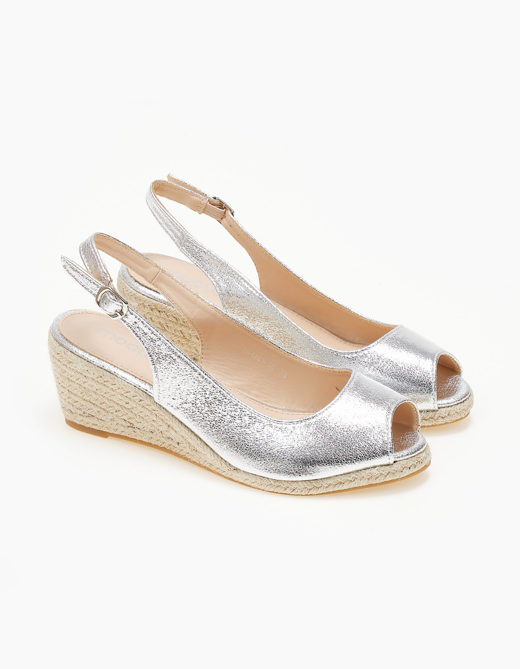 Εσπαντρίγιες πλατφόρμες peep toe - Ασημί