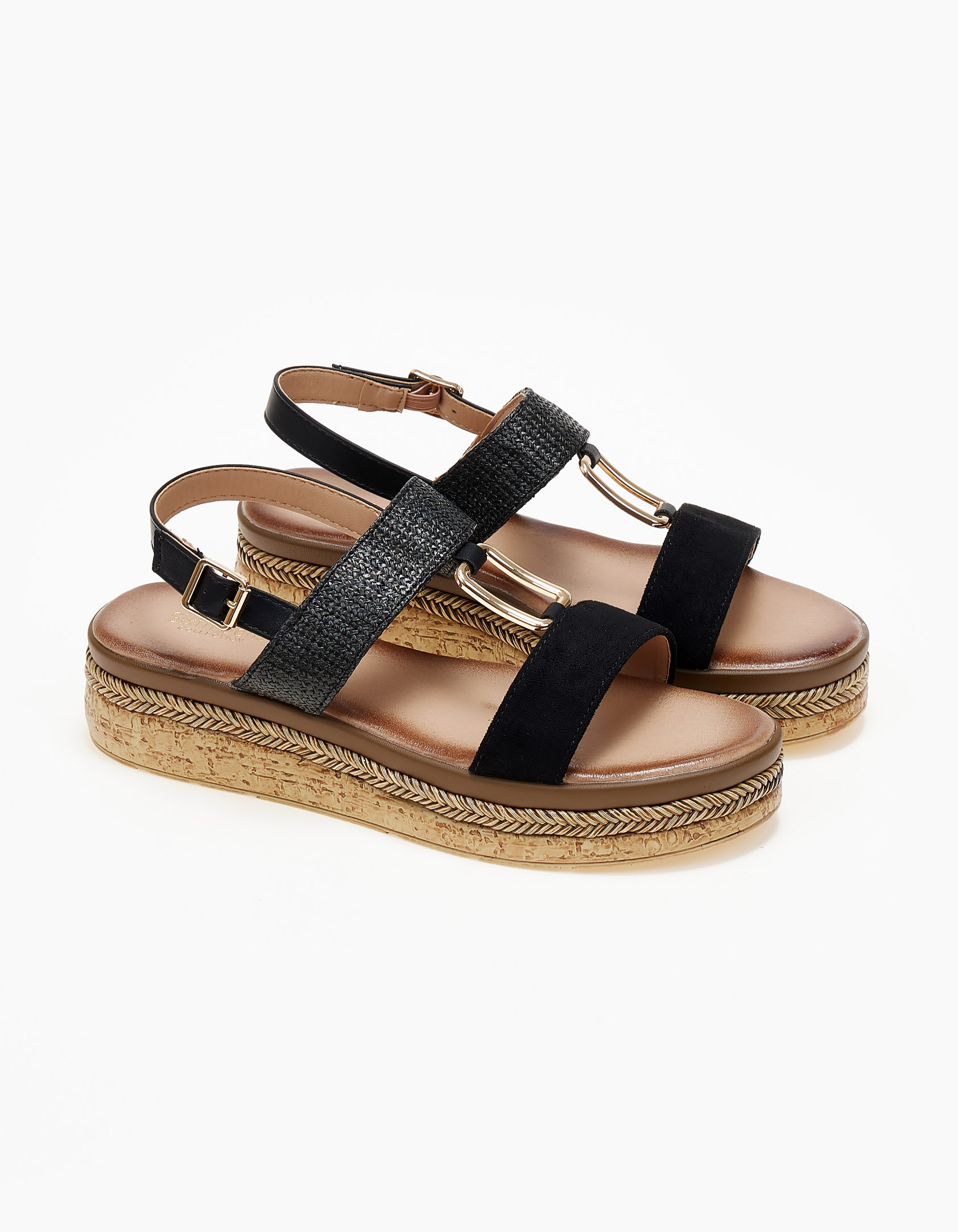 Issue Σανδάλια flatform με μεταλλική λεπτομέρεια - Μαύρο