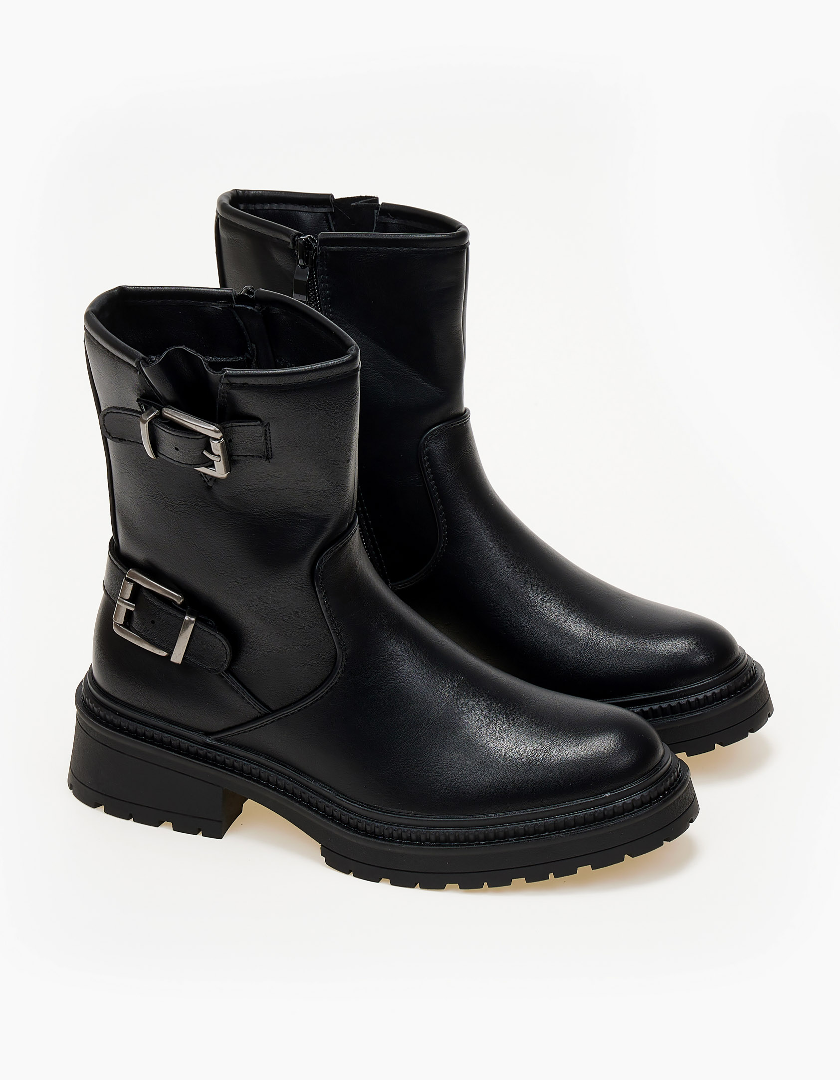 Biker boots με αγκράφες - Μαύρο