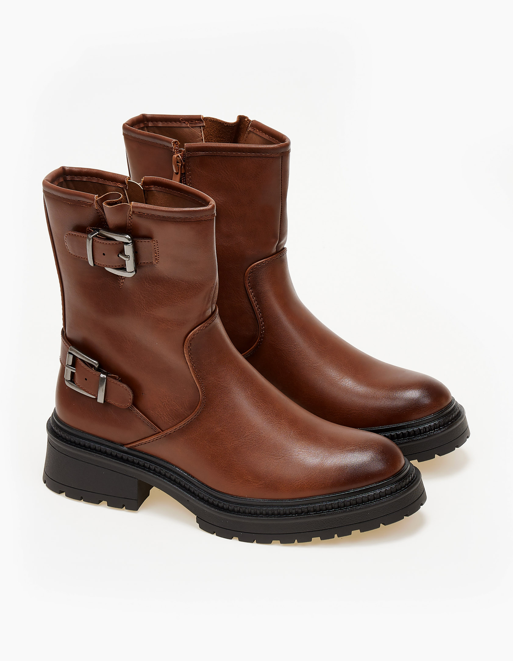 Biker boots με αγκράφες - Κάμελ