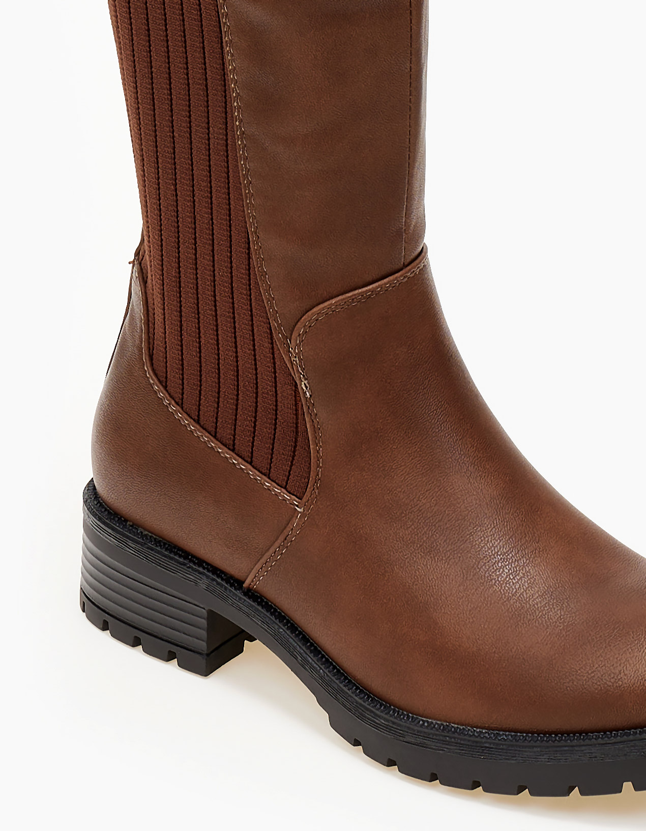 Μπότες με χαμηλό τακούνι και κάλτσα - Κάμελ φωτογραφία