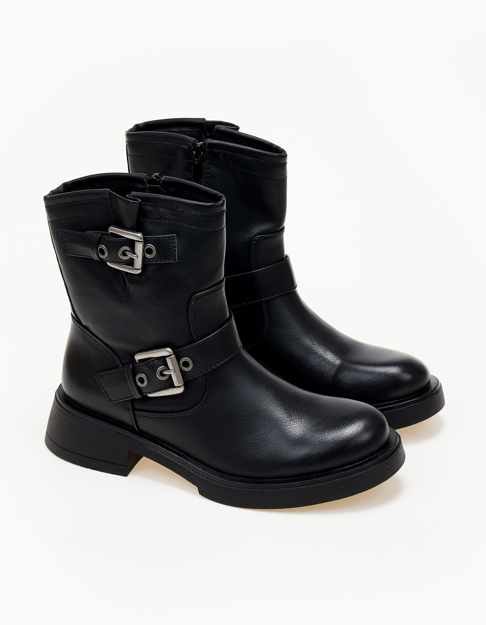 Biker boots με αγκράφες - Μαύρο