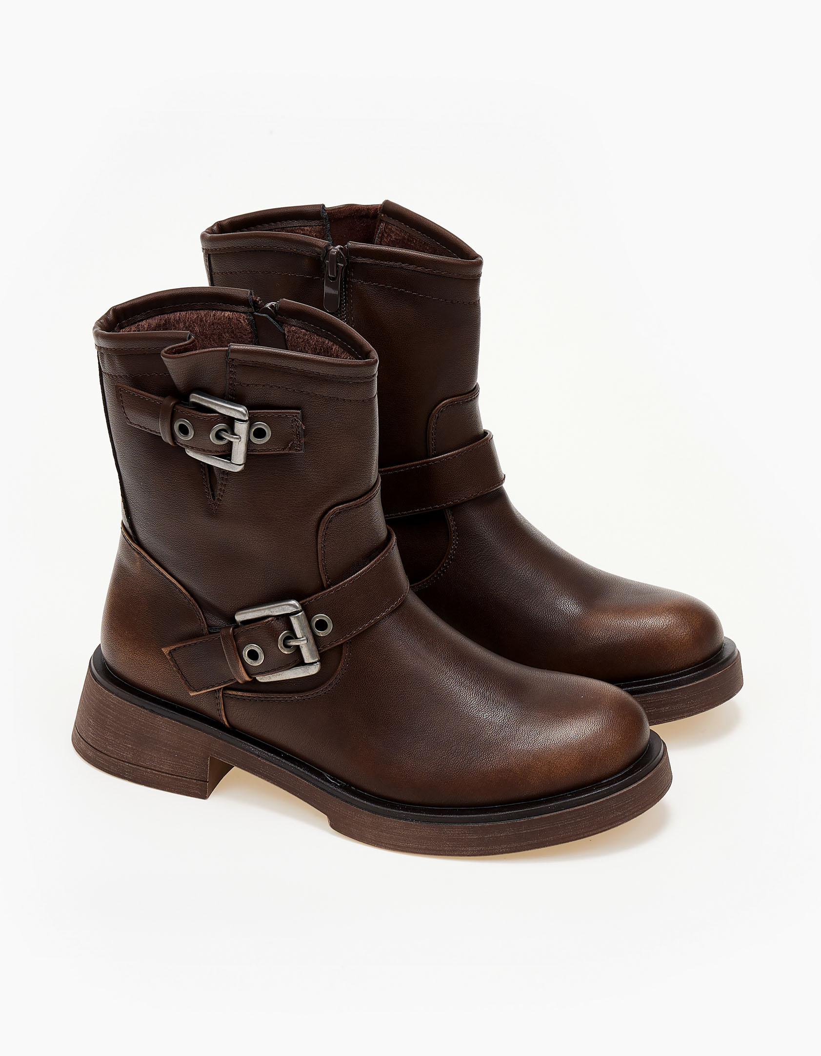 Biker boots με αγκράφες - Κάμελ