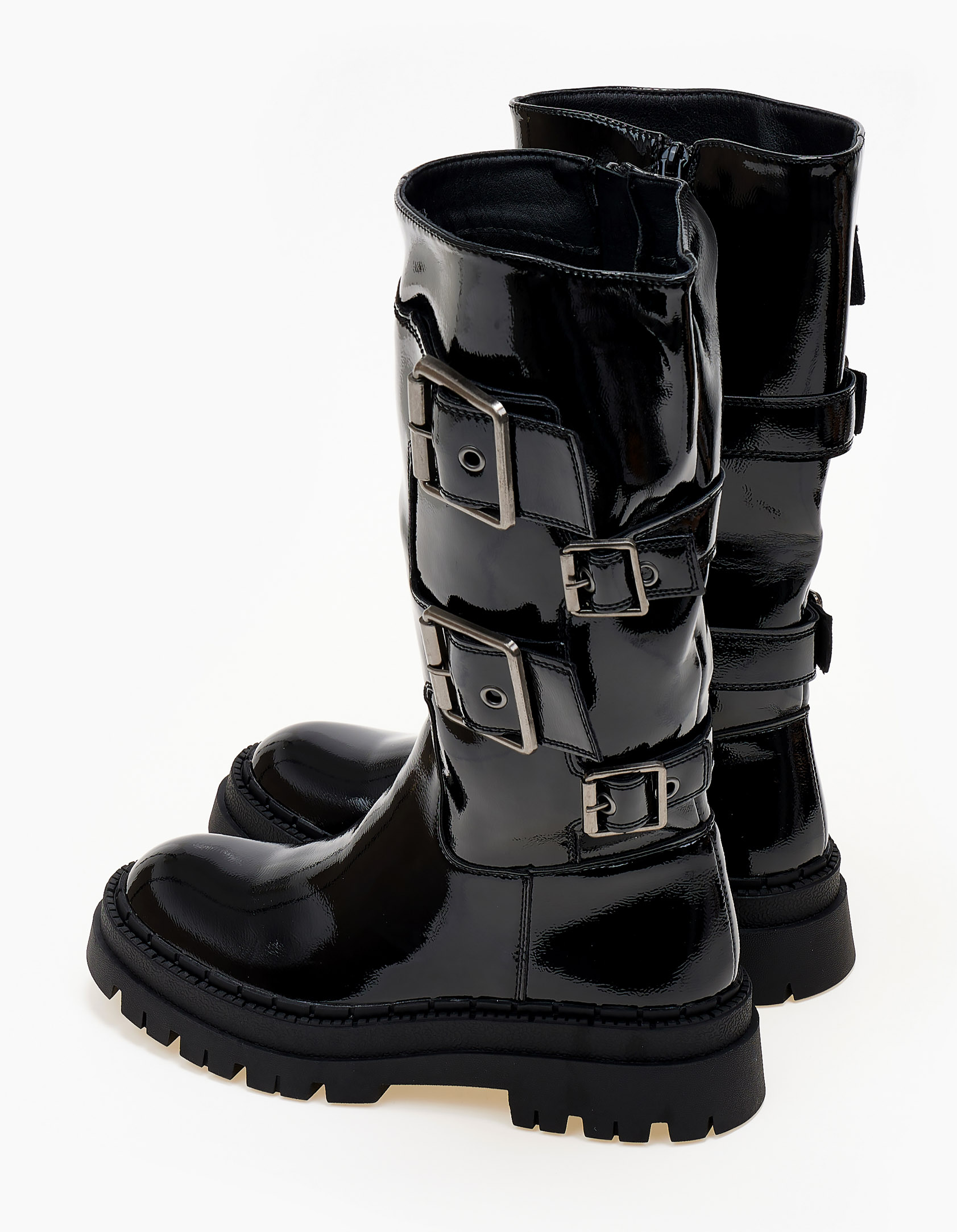 Biker boots λουστρίνι με αγκράφες - Μαύρο φωτογραφία