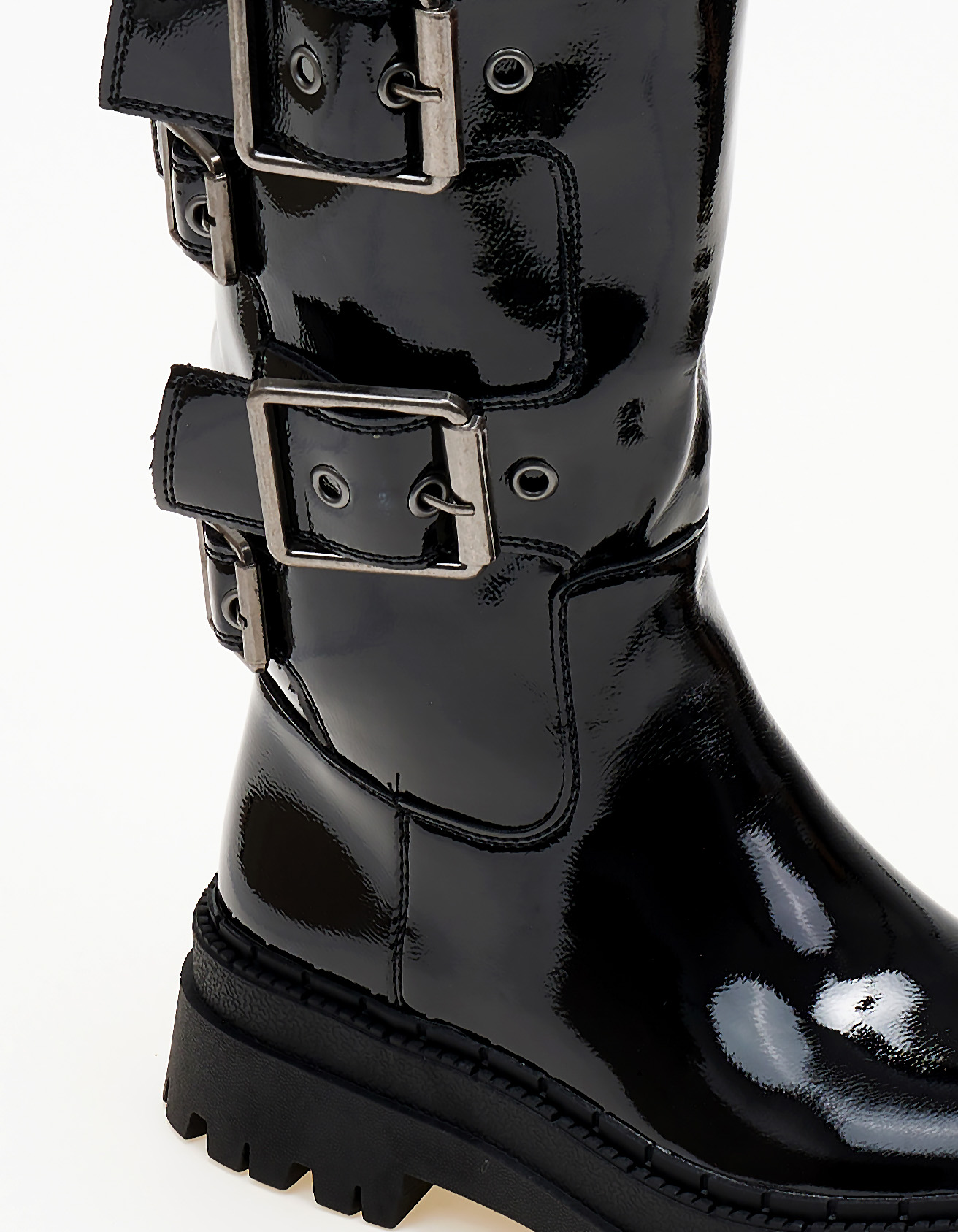 Biker boots λουστρίνι με αγκράφες - Μαύρο φωτογραφία