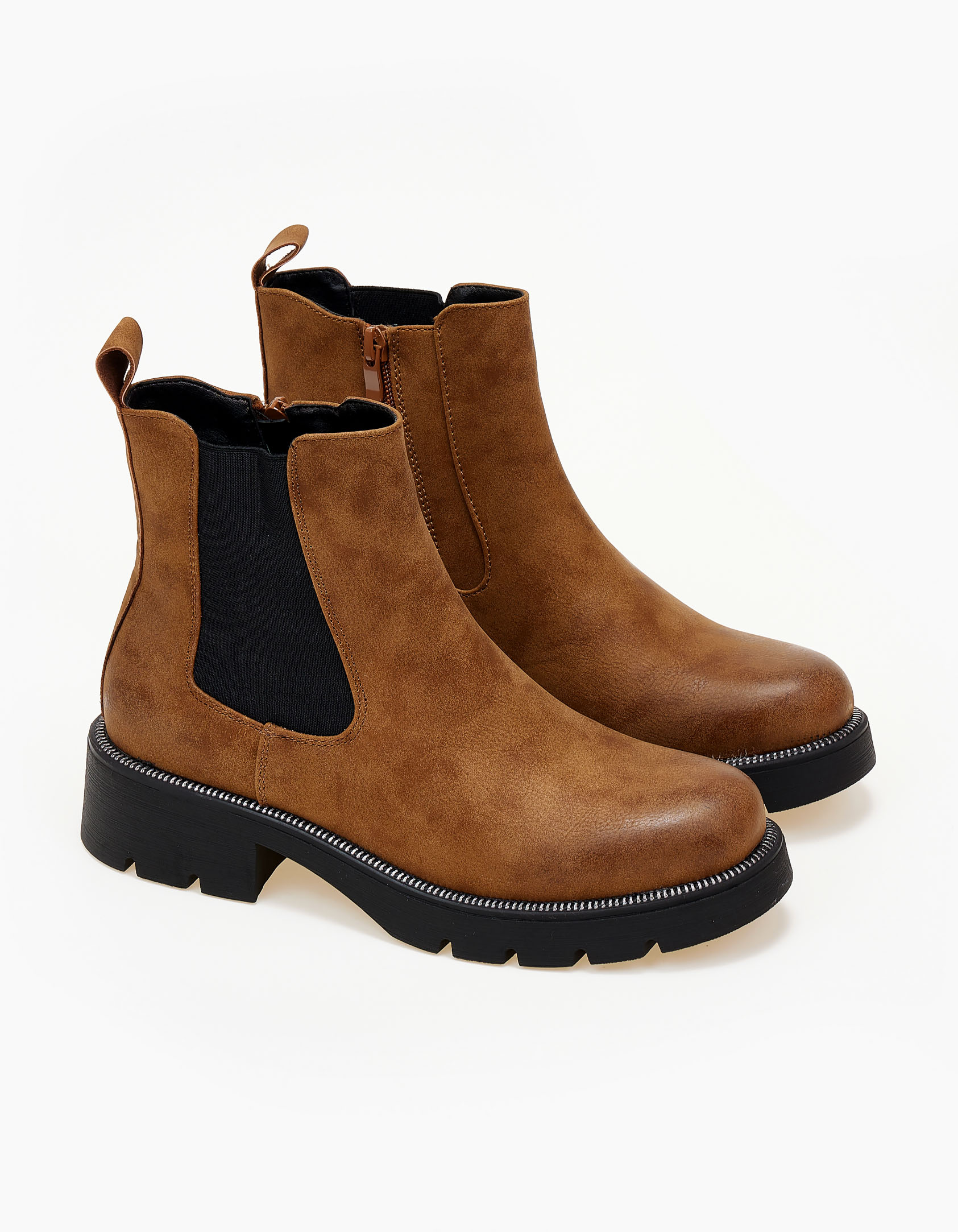 Χαμηλά ankle boots με λάστιχο - Κάμελ