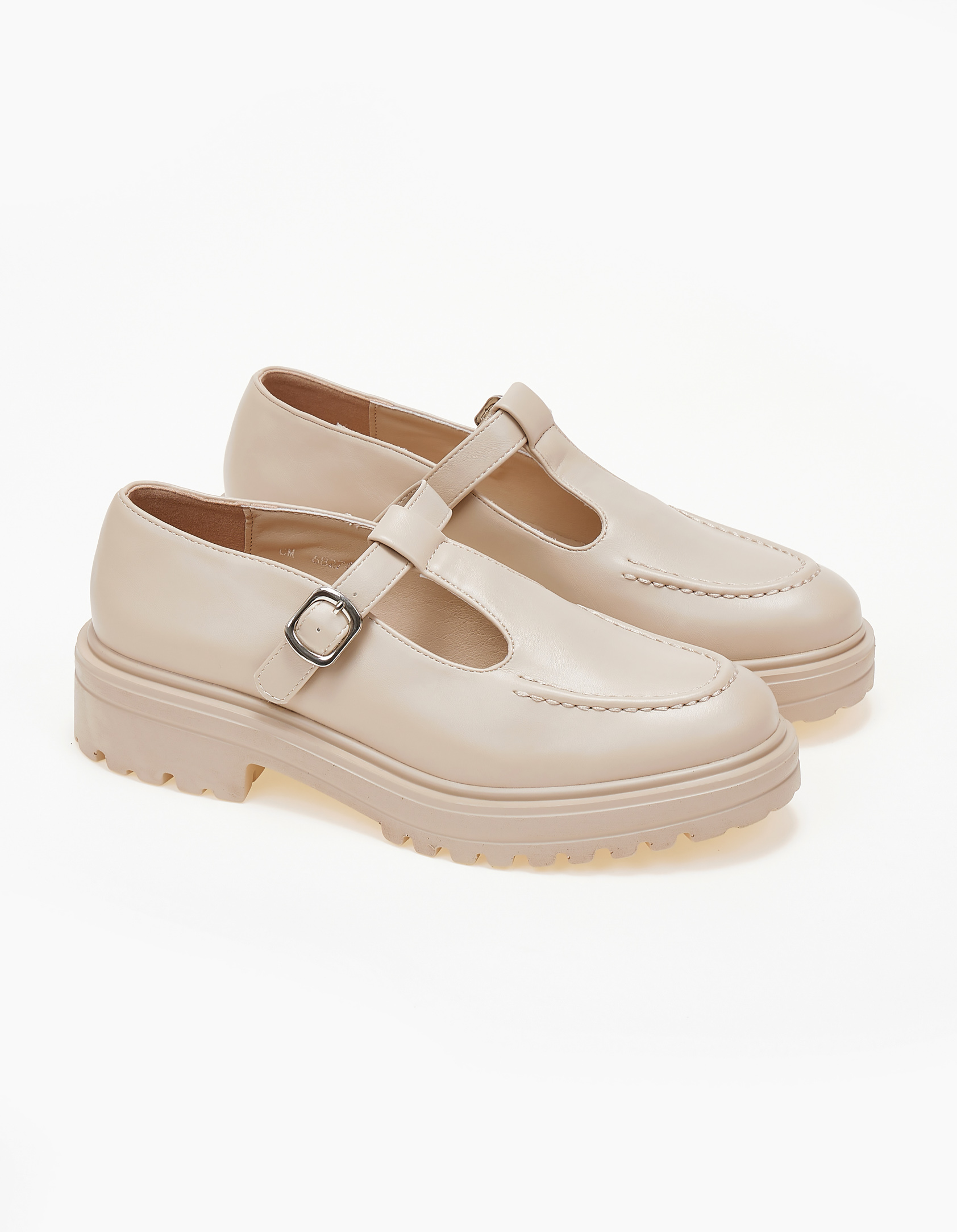 Loafers με μπαρέτα και διακοσμητικό γαζί - Μπεζ