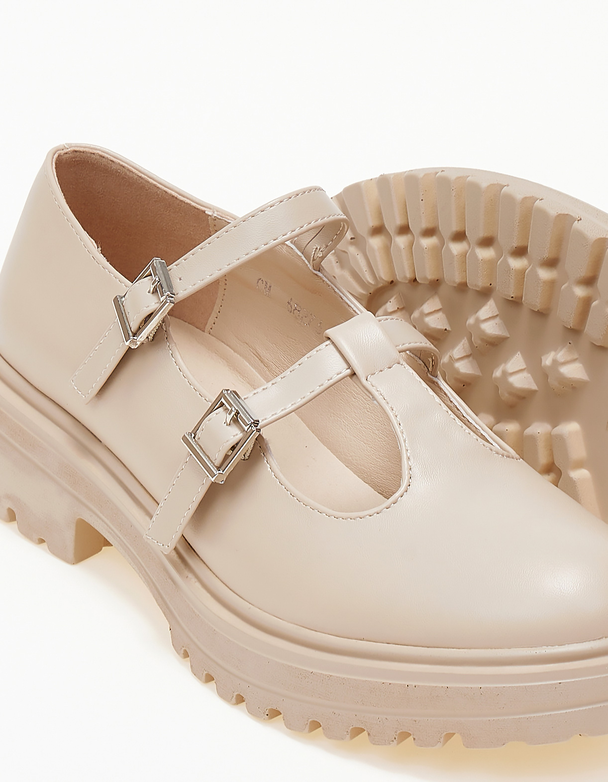 Loafers με διπλή μπαρέτα - Μπεζ φωτογραφία