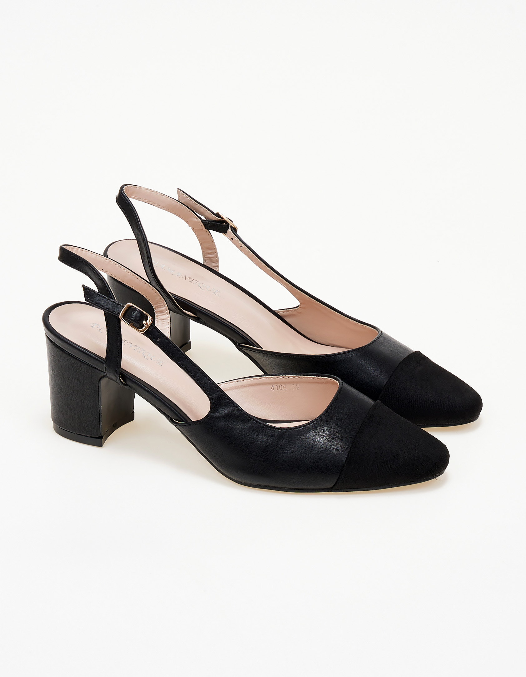 Εξώφτερνα γοβάκια με χοντρό τακούνι - Μαύρο