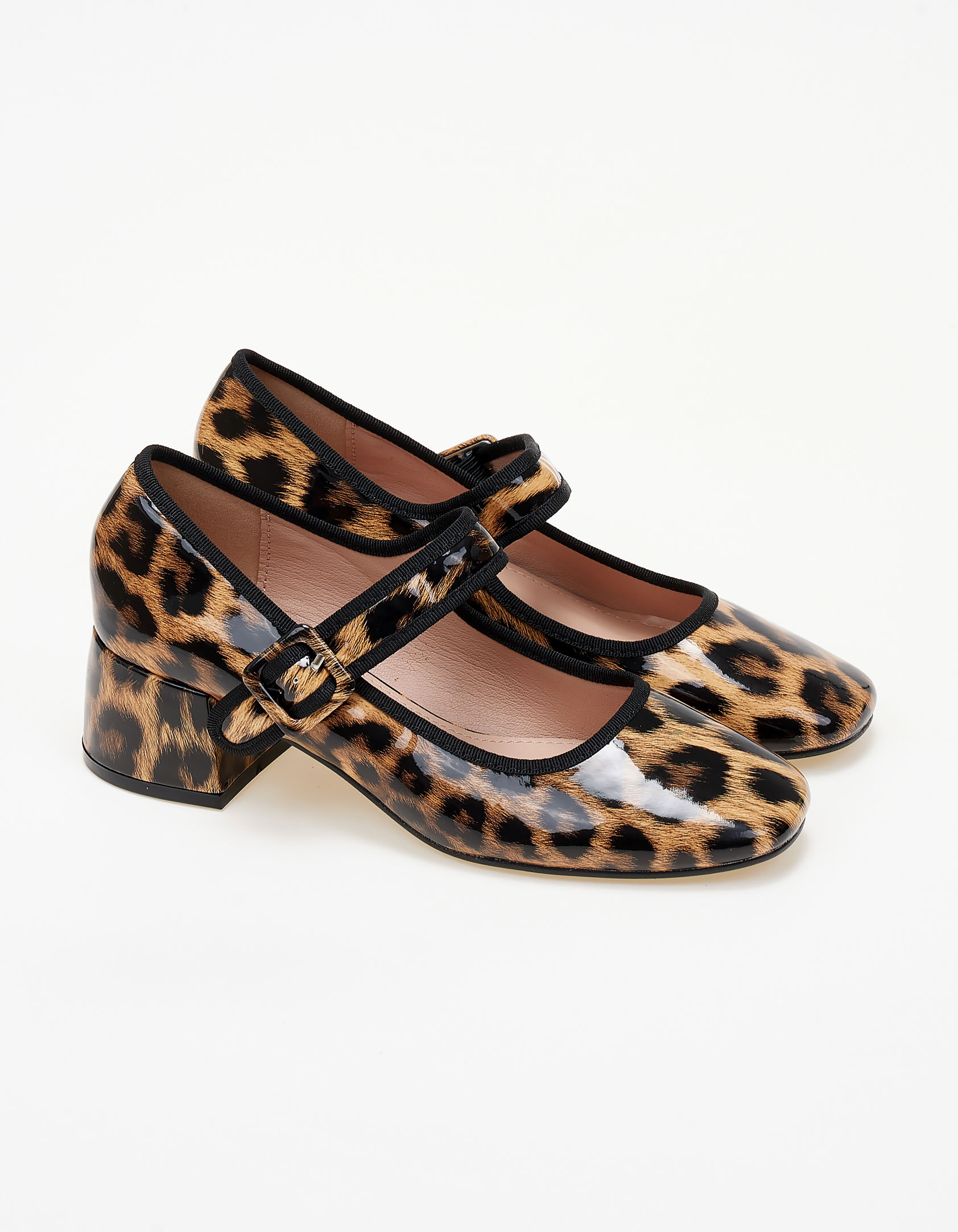 Γοβάκια λουστρίνι τύπου mary janes - Λεοπάρ