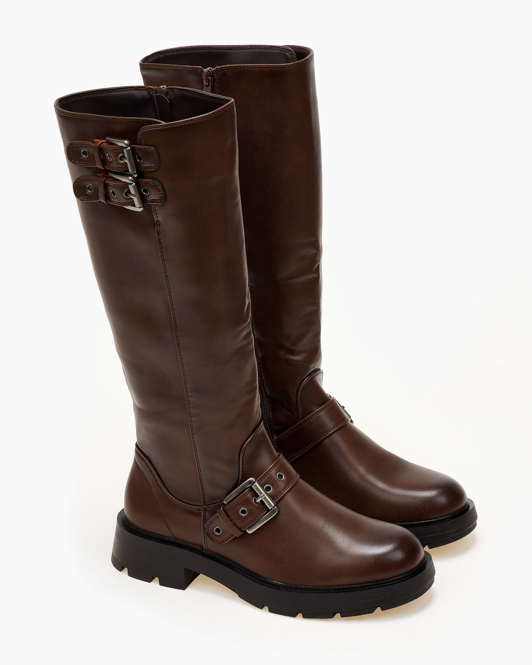 Χαμηλές μπότες με τρακτερωτή σόλα - Καφέ