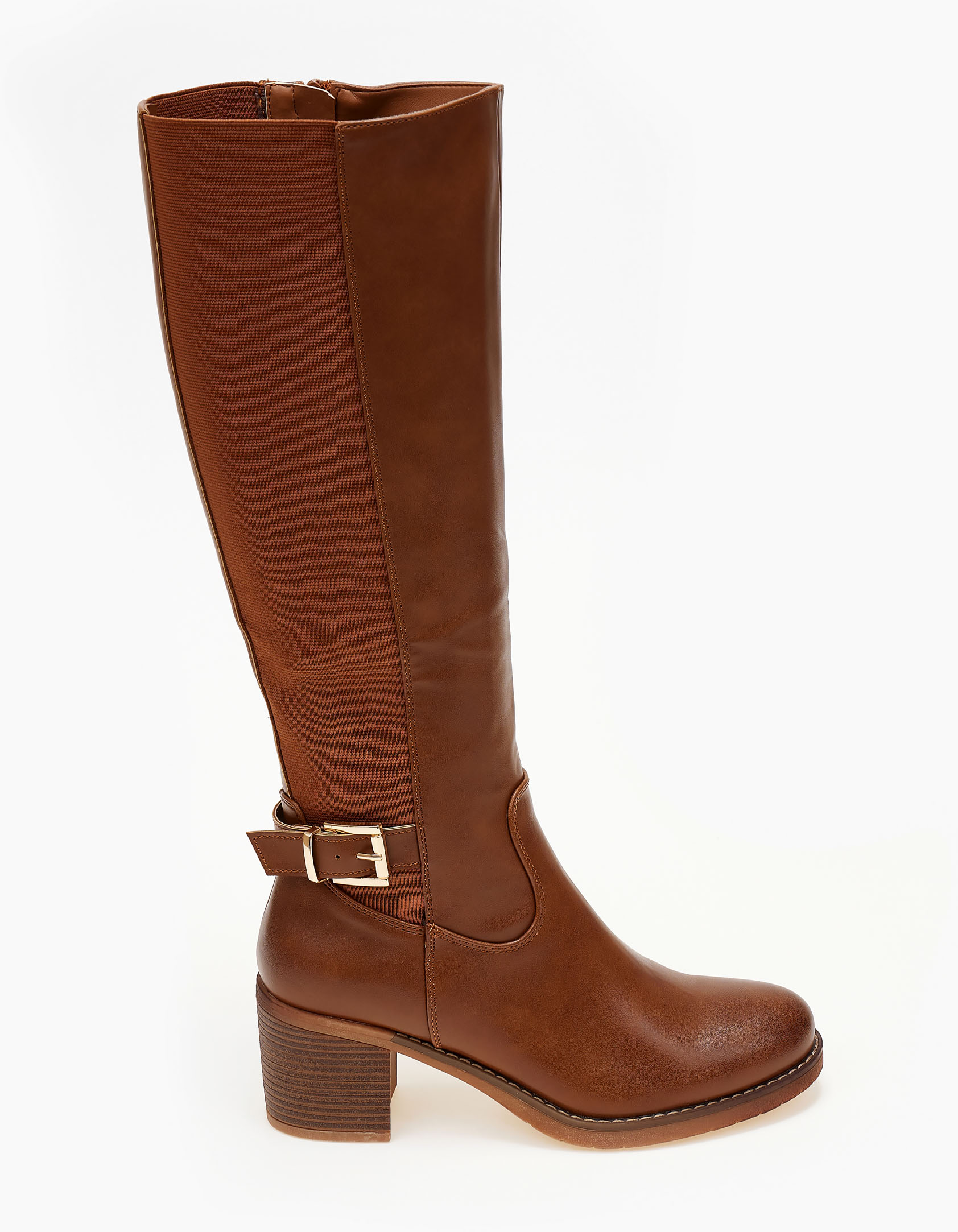 Μπότες με χοντρό τακούνι και λάστιχο - Κάμελ φωτογραφία