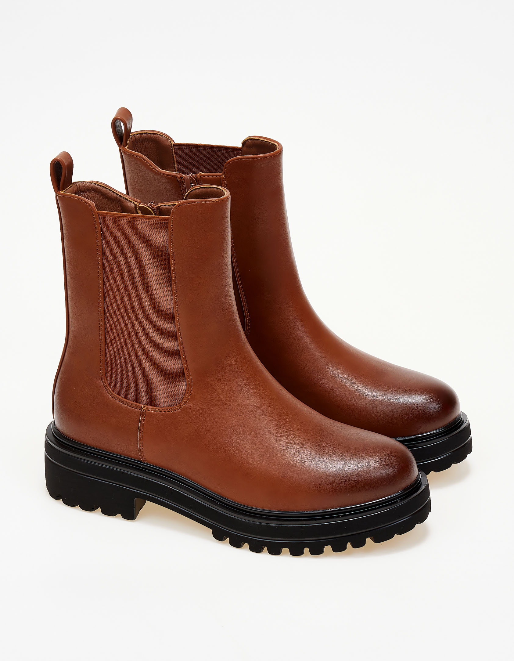 Biker boots με λάστιχο στο πλάι - Κάμελ
