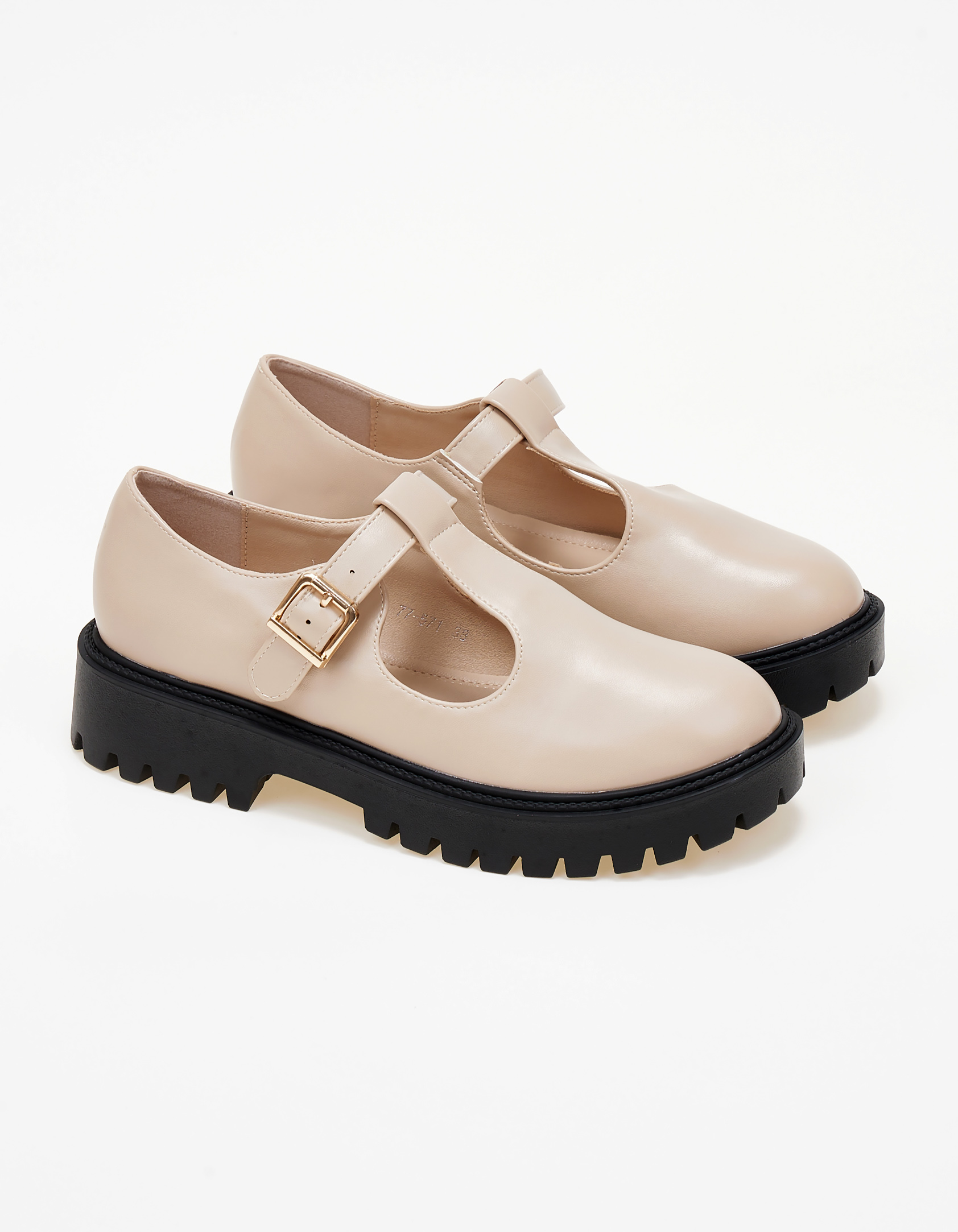 Issue Loafers με μπαρέτα και τρακτερωτή σόλα - Μπεζ