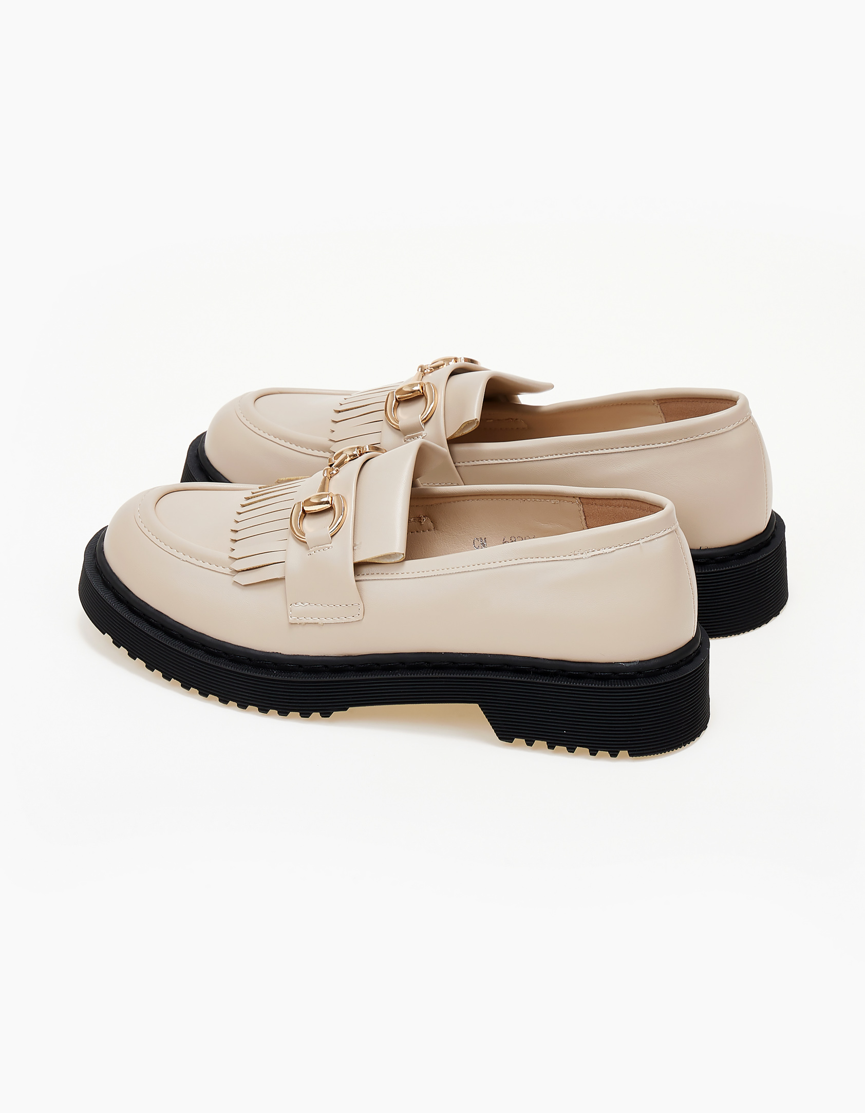 Loafers με κρόσια και αγκράφα - Μπεζ φωτογραφία