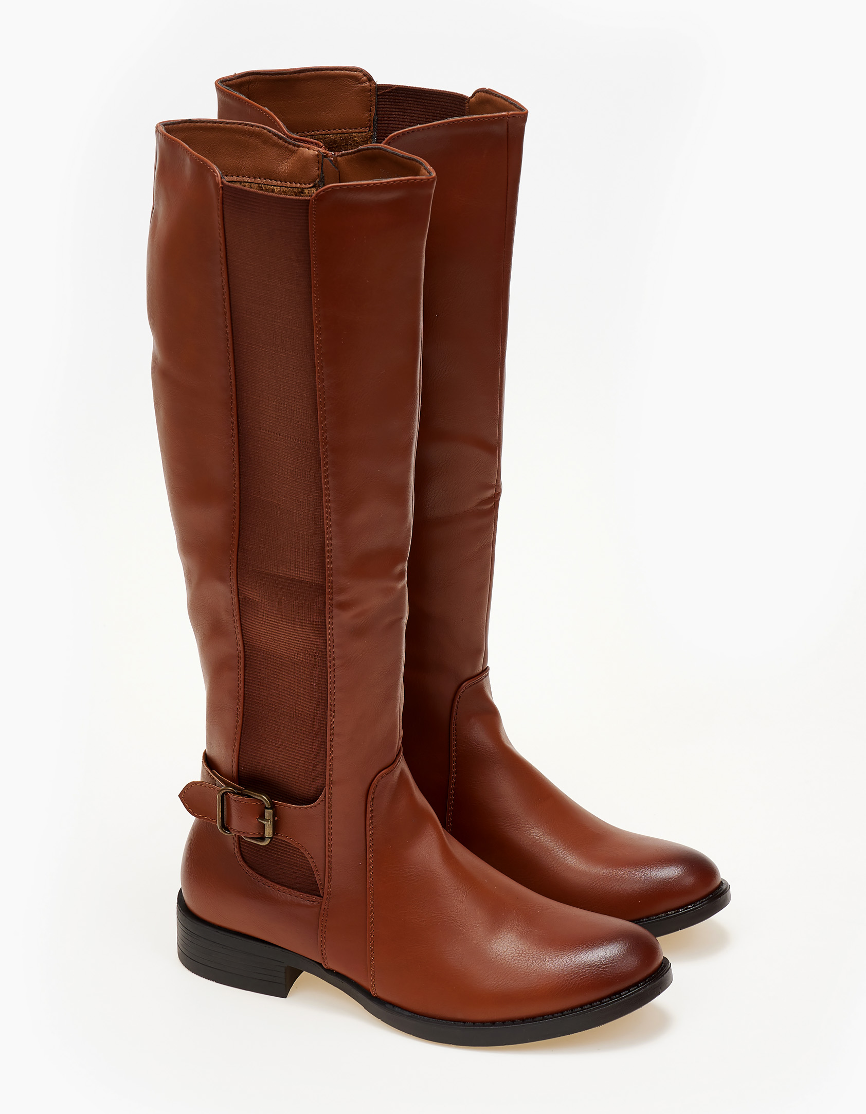 Μπότες ιππασίας με λάστιχο και αγκράφα - Κάμελ